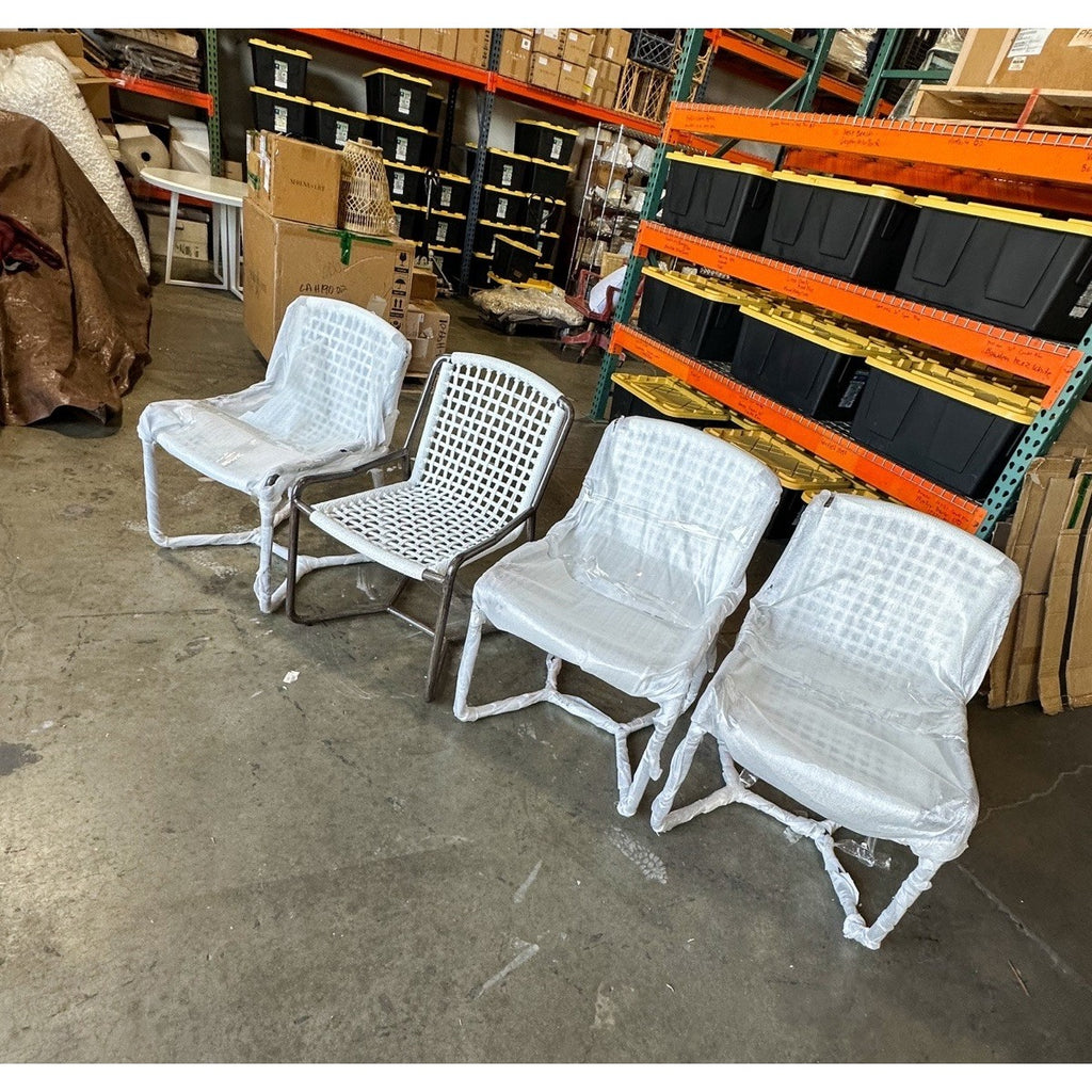 PALECEK Dockside Outdoor Dining Chairs (Set of 4)-Metal Frame/White Rope Seat