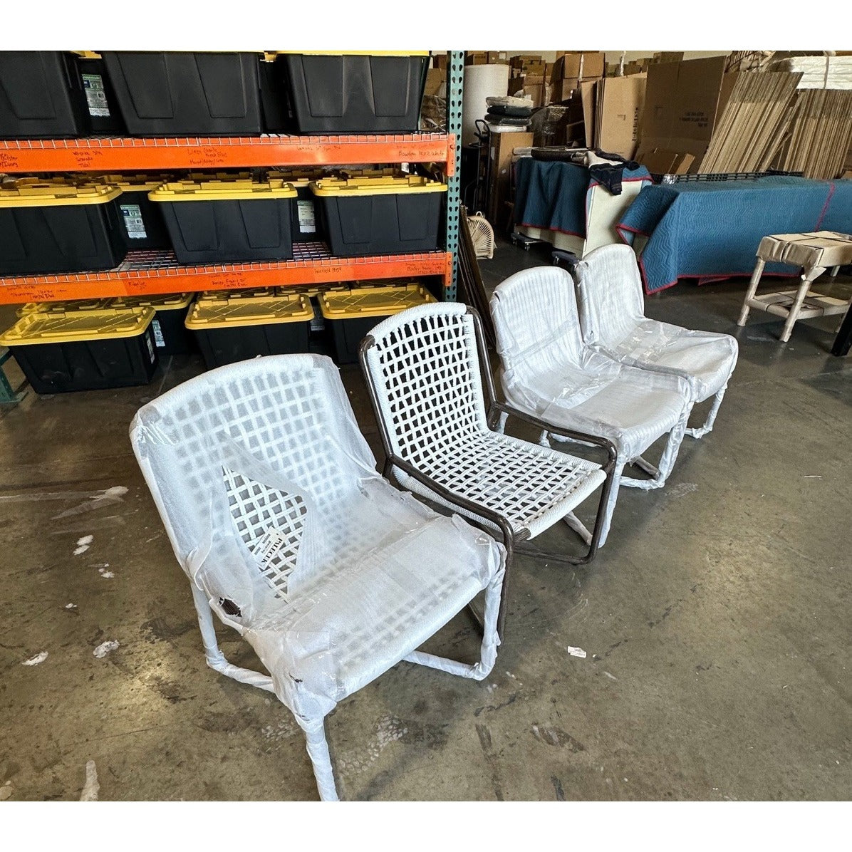 PALECEK Dockside Outdoor Dining Chairs (Set of 4)-Metal Frame/White Rope Seat