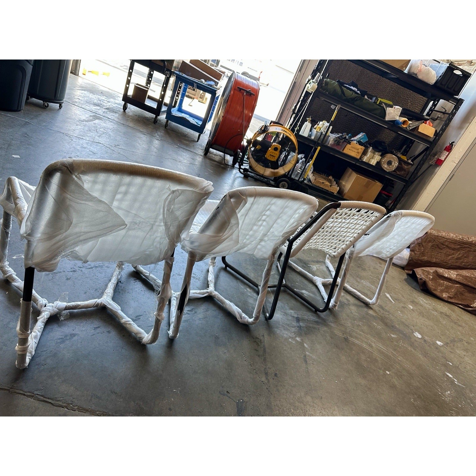 PALECEK Dockside Outdoor Dining Chairs (Set of 4)-Metal Frame/White Rope Seat