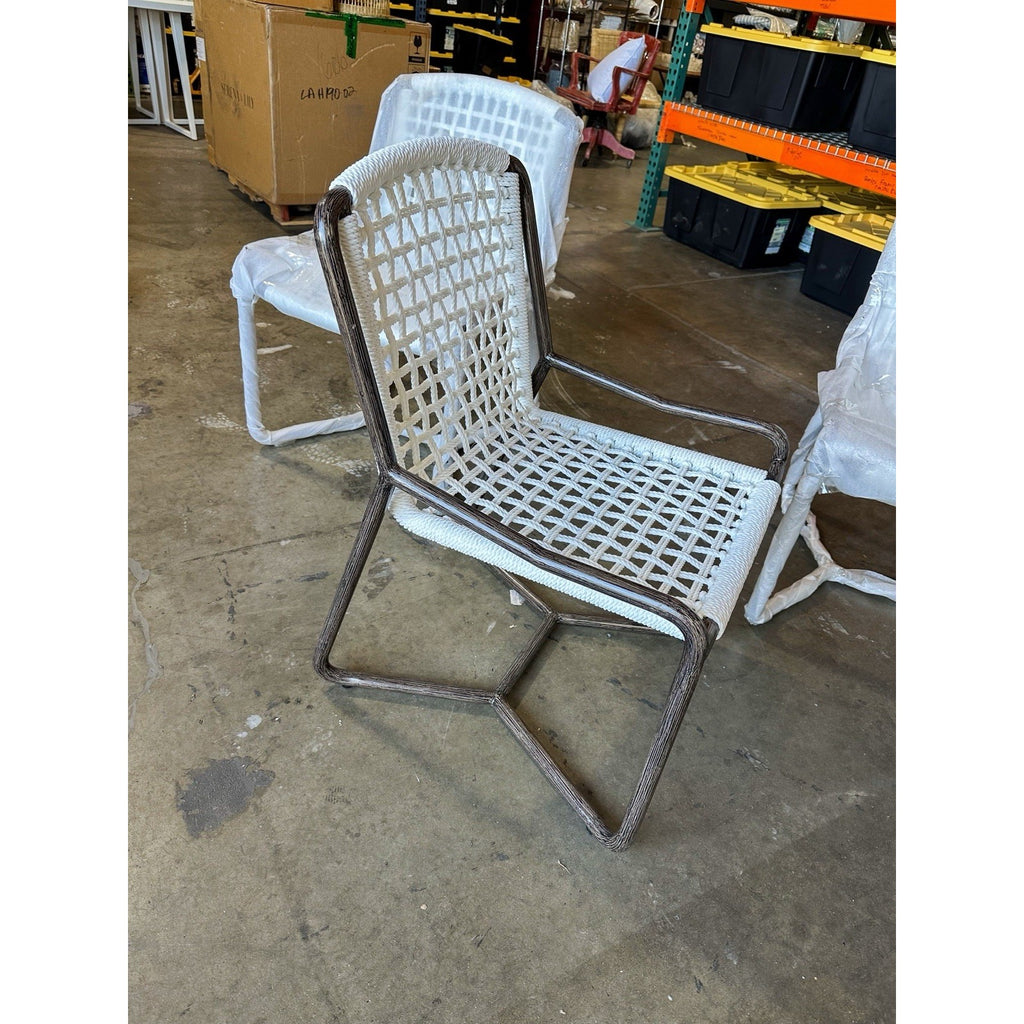 PALECEK Dockside Outdoor Dining Chairs (Set of 4)-Metal Frame/White Rope Seat