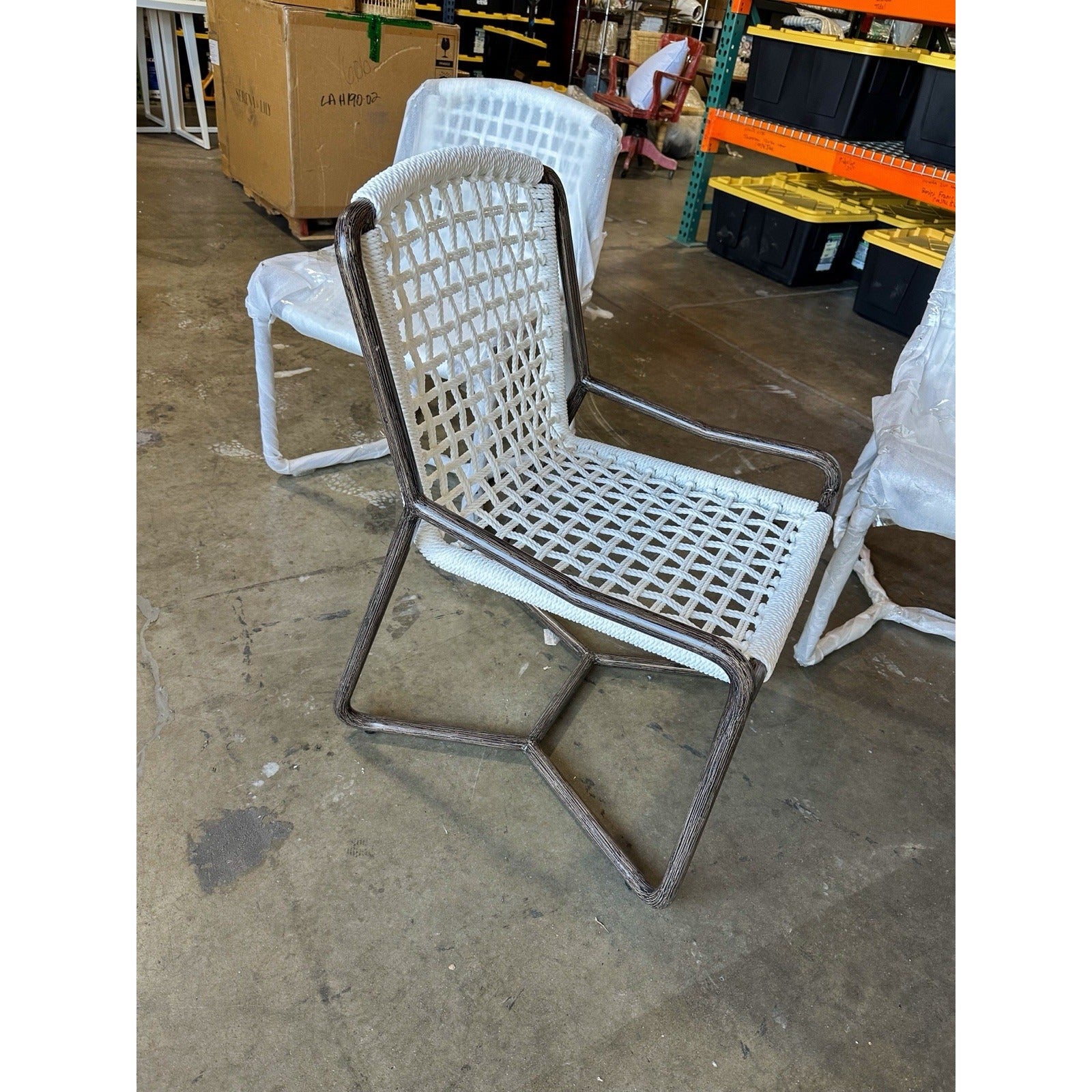 PALECEK Dockside Outdoor Dining Chairs (Set of 4)-Metal Frame/White Rope Seat