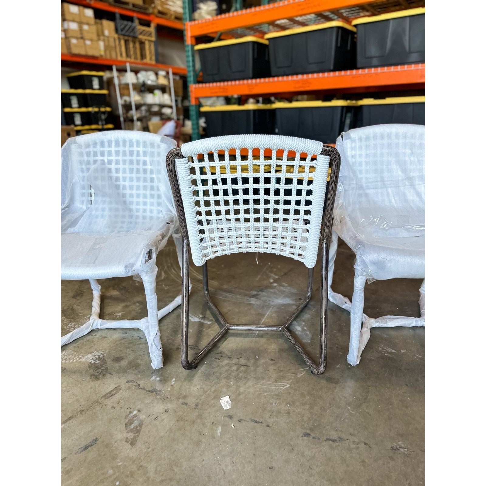 PALECEK Dockside Outdoor Dining Chairs (Set of 4)-Metal Frame/White Rope Seat