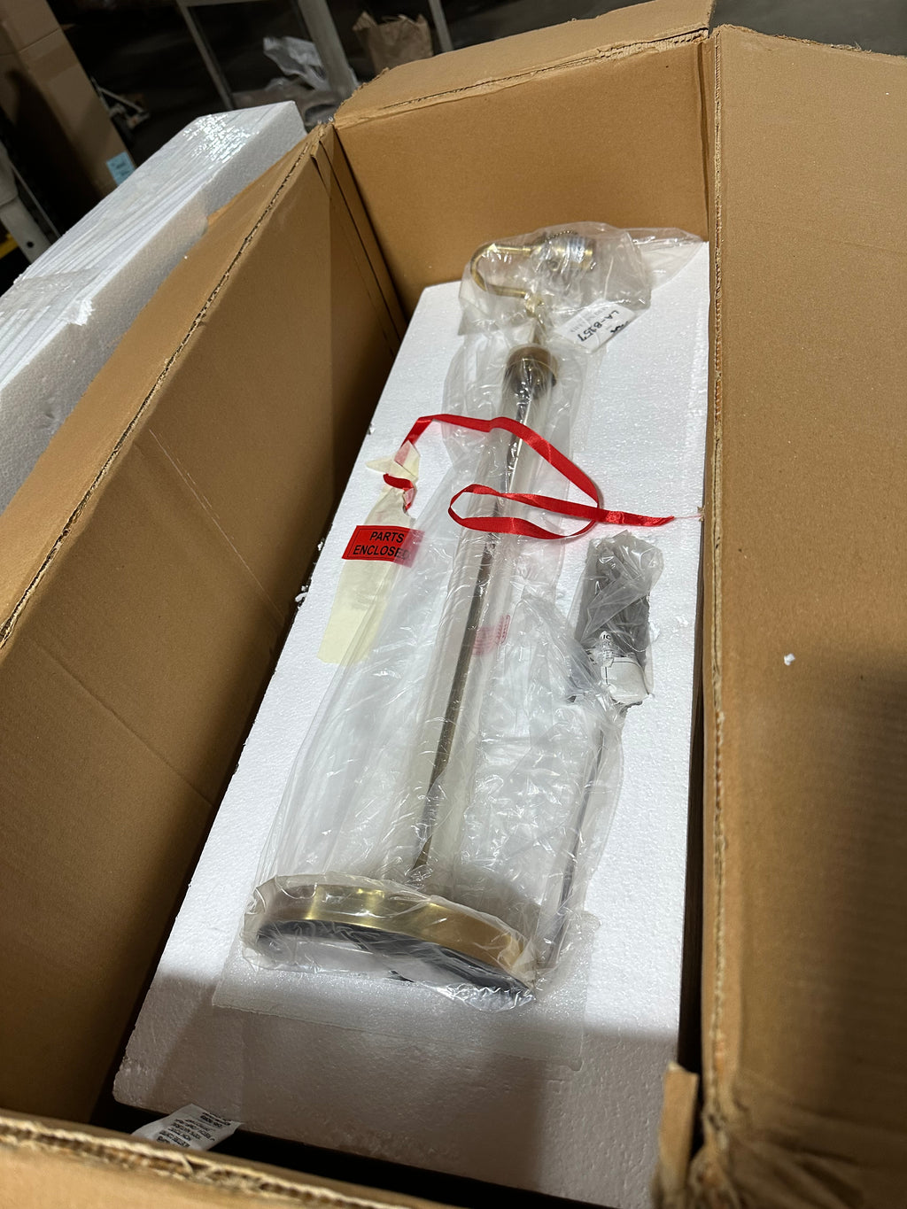Islington Table Lamp-Glass/Brass Base-White Linen Shade