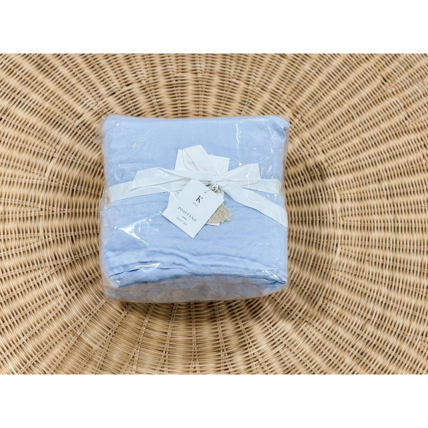 Positano Linen Sheet Set (King)-Sky