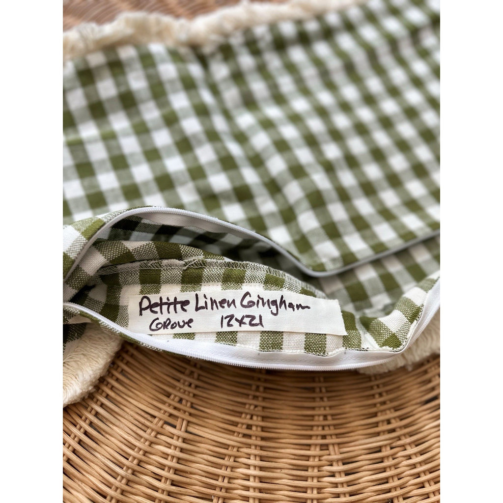 Petite Gingham Pillow Cover (SAMPLE/NO TAGS) (12”x21”)-Grove Green