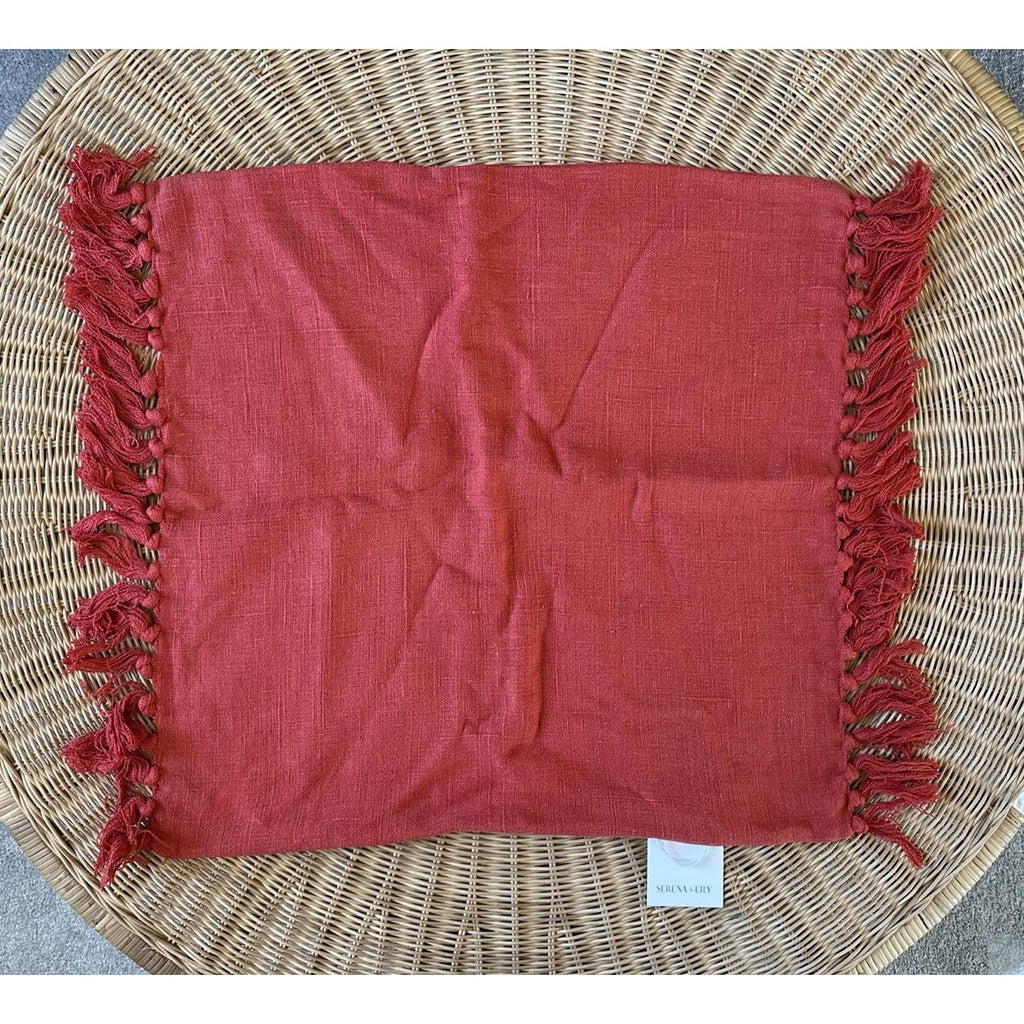 Mendocino Linen Pillow Cover (24” SQ)-Lobster Red