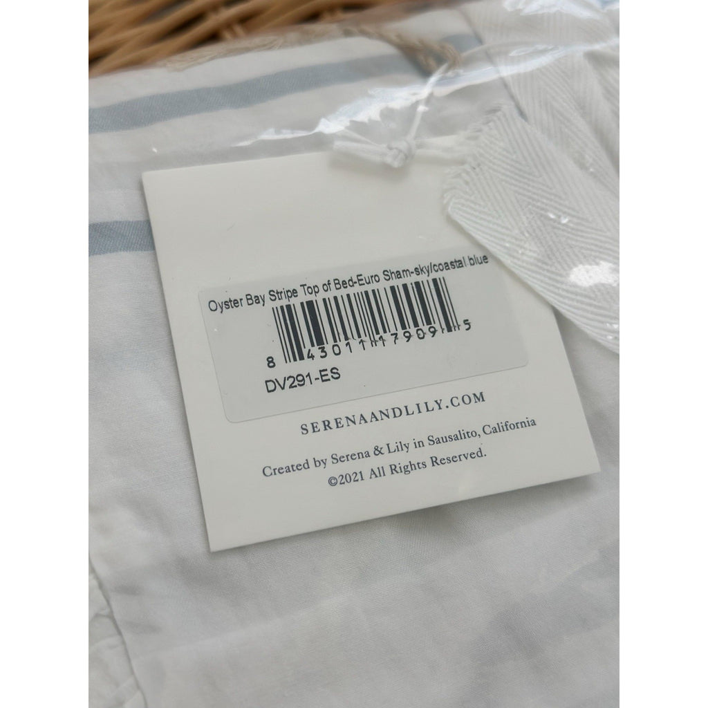 Oyster Bay Stripe Sateen Euro Pillow Sham-Sky/Coastal Blue - The Home Decor Outlet