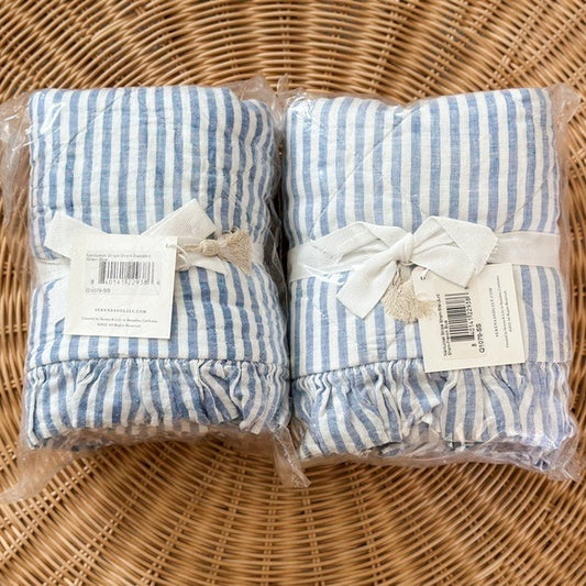 Nantucket Stripe Linen Std. Shams (Set of 2)-Blue