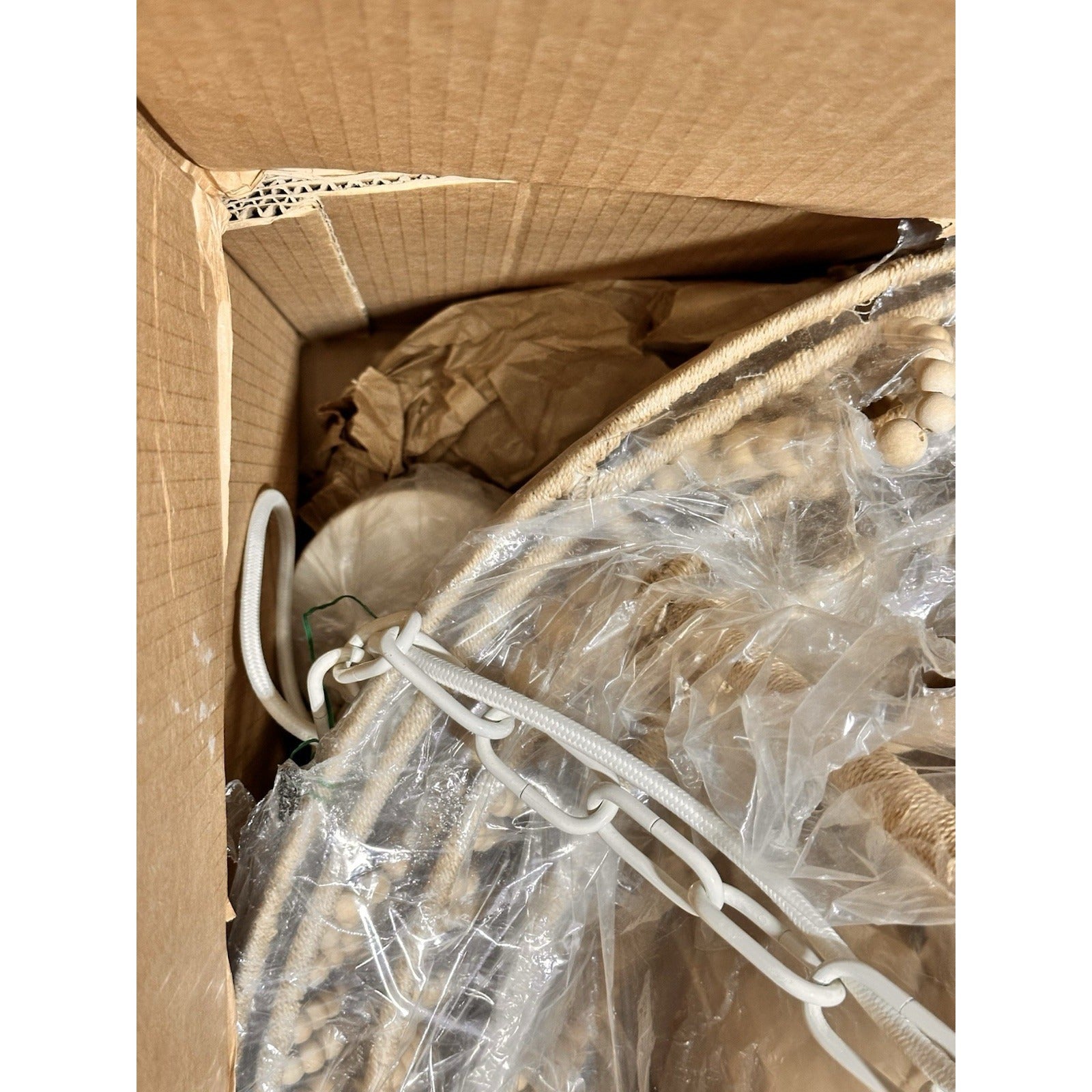 Willowbrook Wood Bead Tiered Chandelier Abaca Wrapped Frame-Natural Bleached