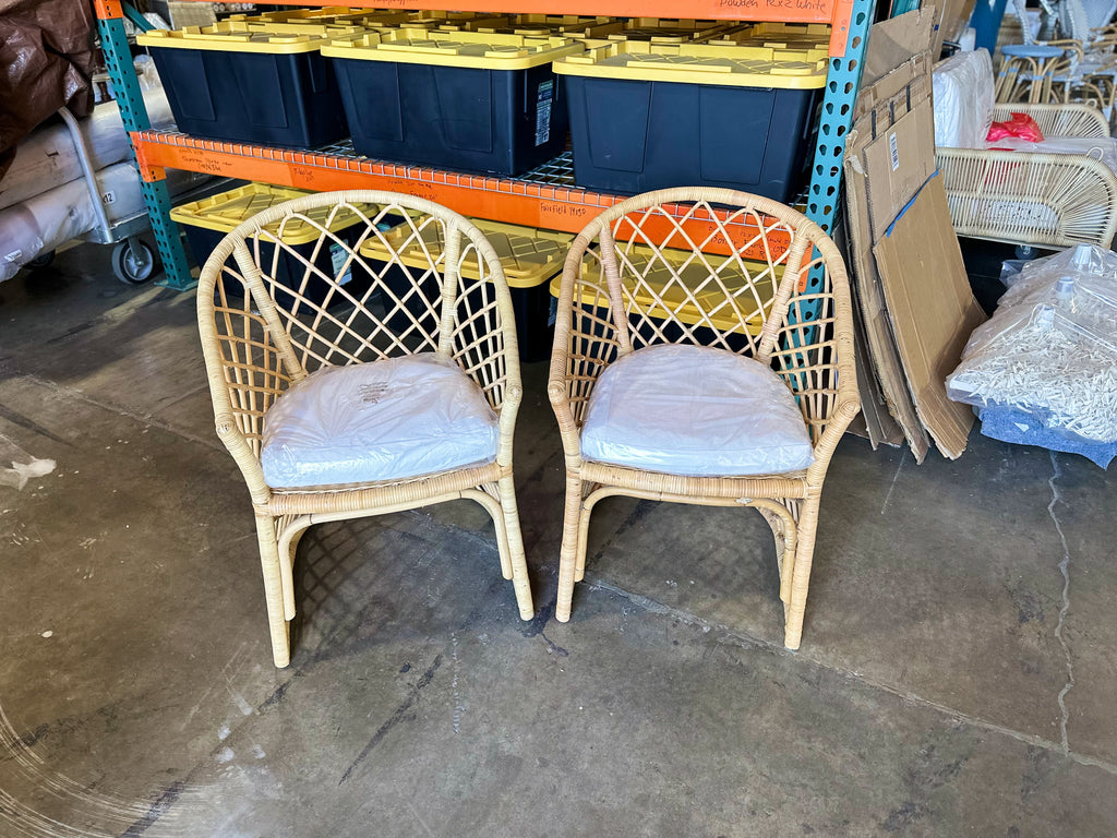 Avalon Rattan Coastal Dining Chairs (Set of 2)-Natural Brown