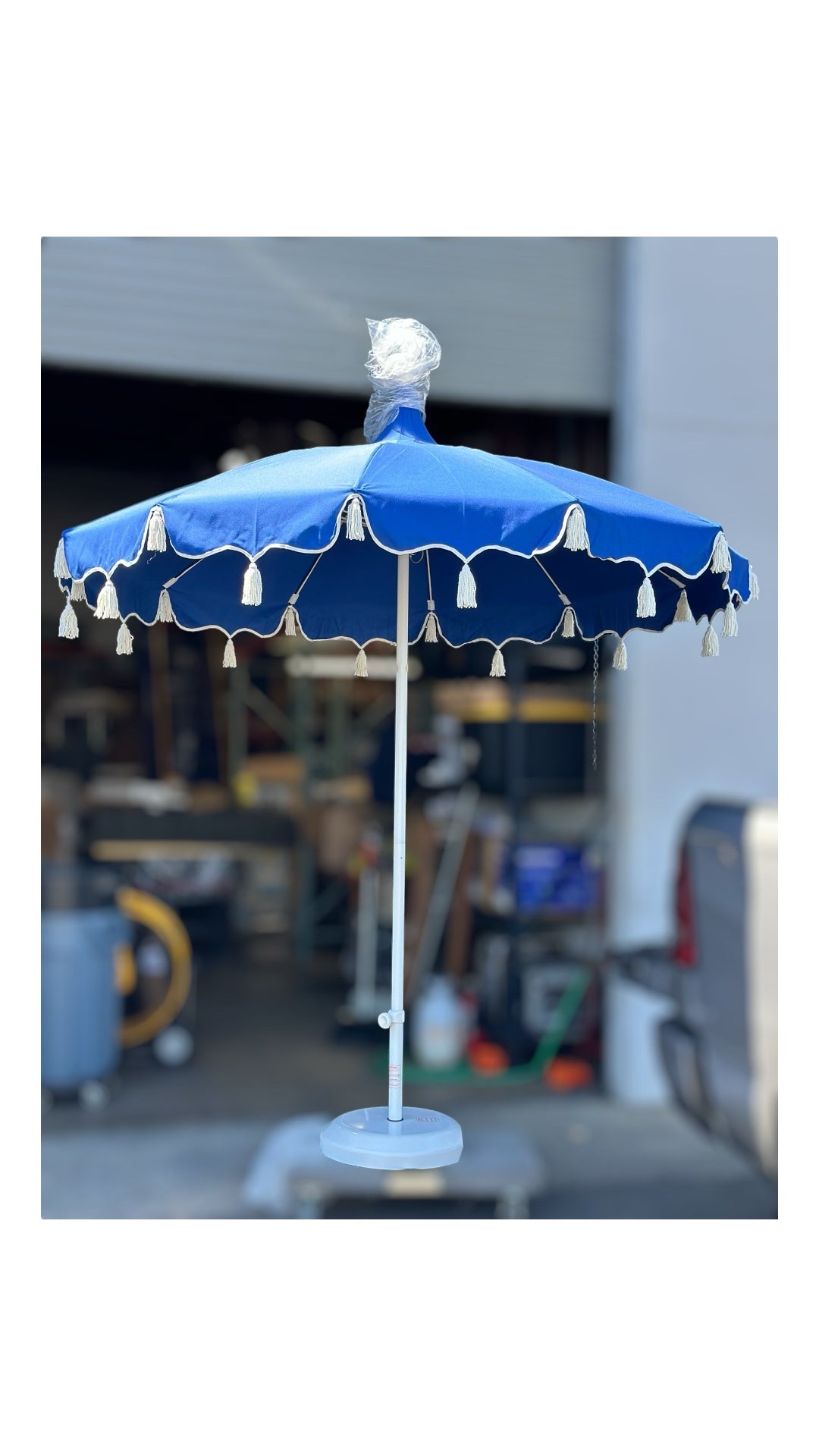 Alicante Tassel Umbrella-French Blue + Base