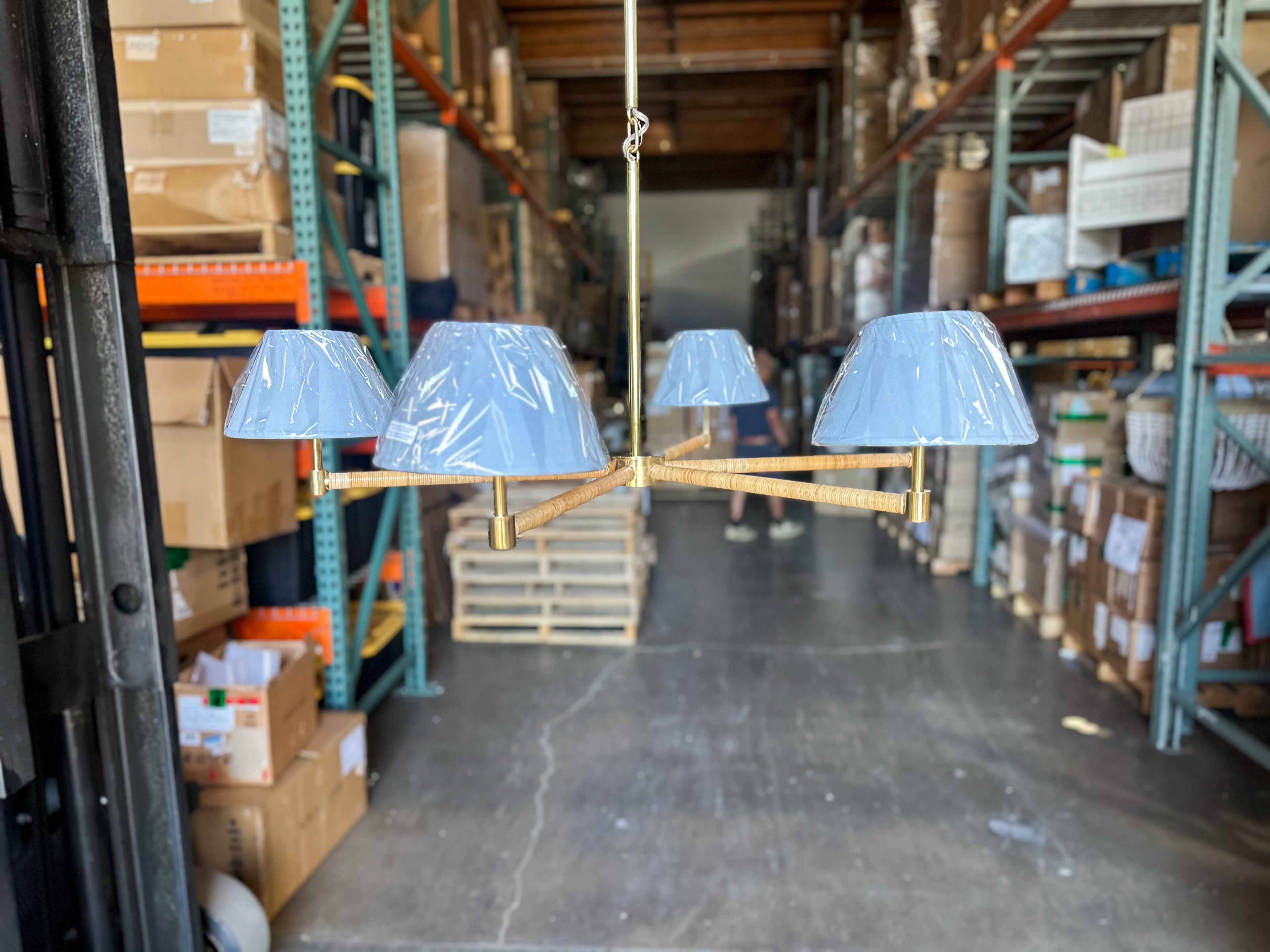 Larkspur Chandelier (Various Shade Options)-Brass Gold Base