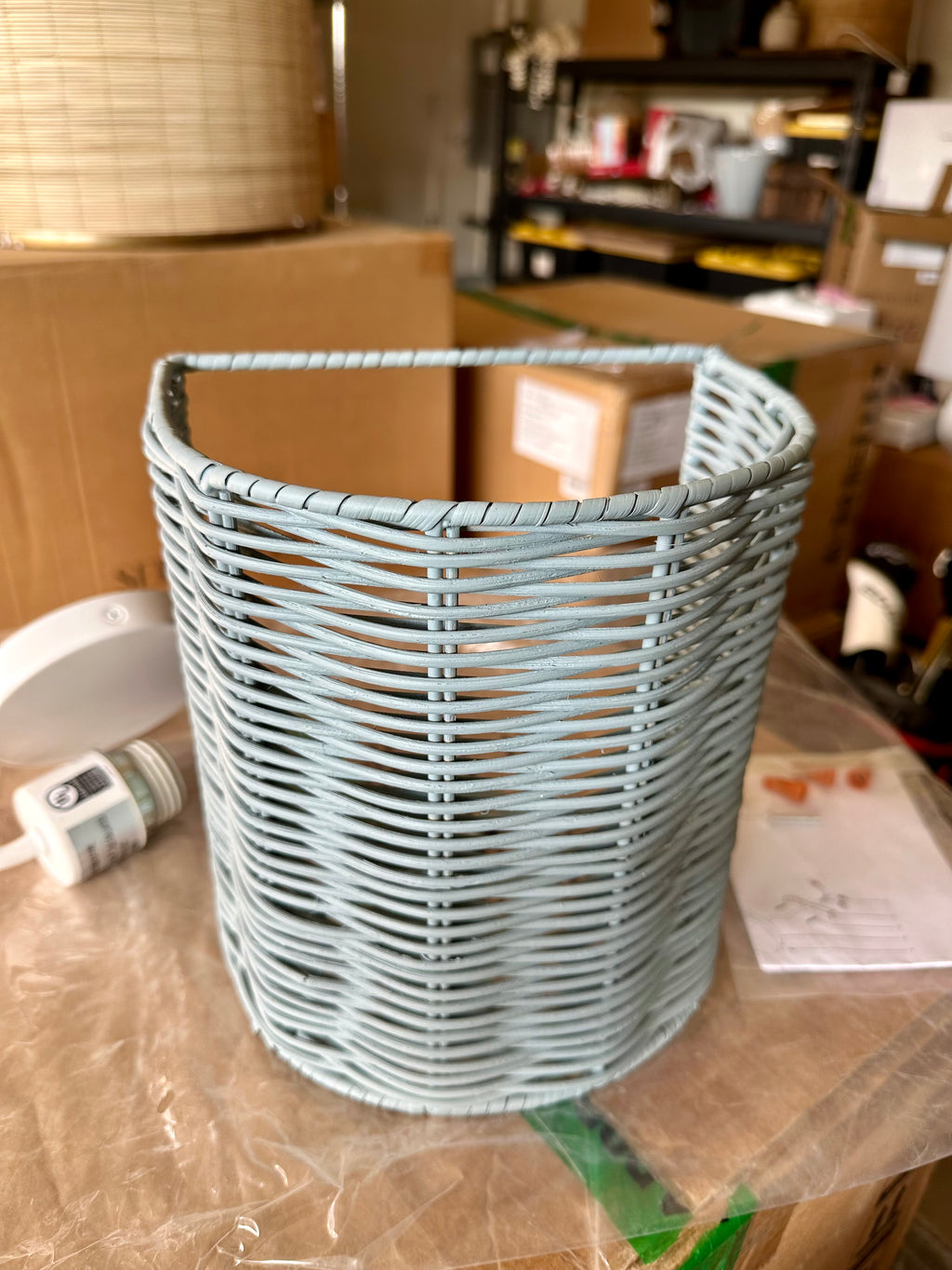 Santa Barbara Rattan Drum Sconce-Blue - The Home Decor Outlet
