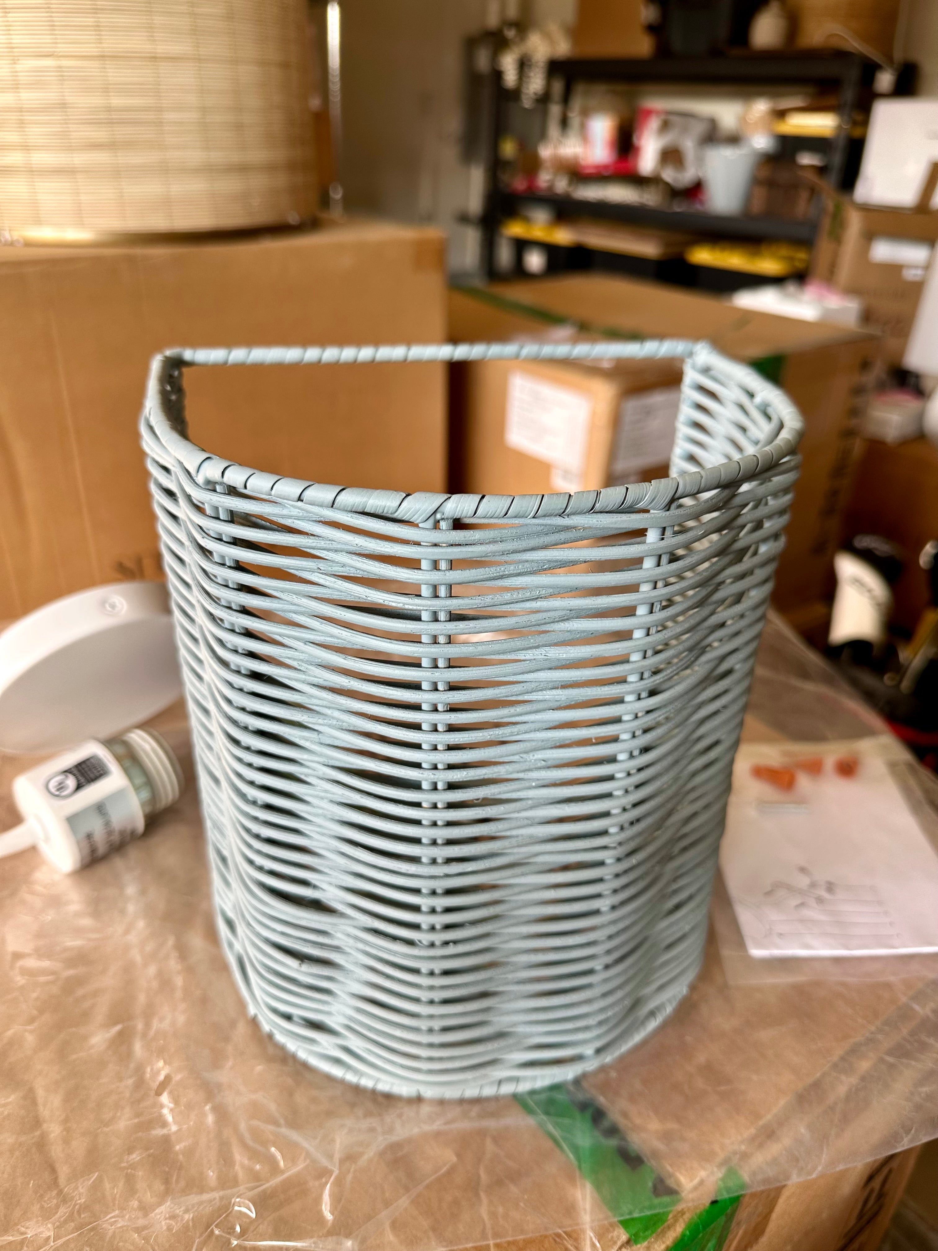 Santa Barbara Rattan Drum Sconce-Blue - The Home Decor Outlet