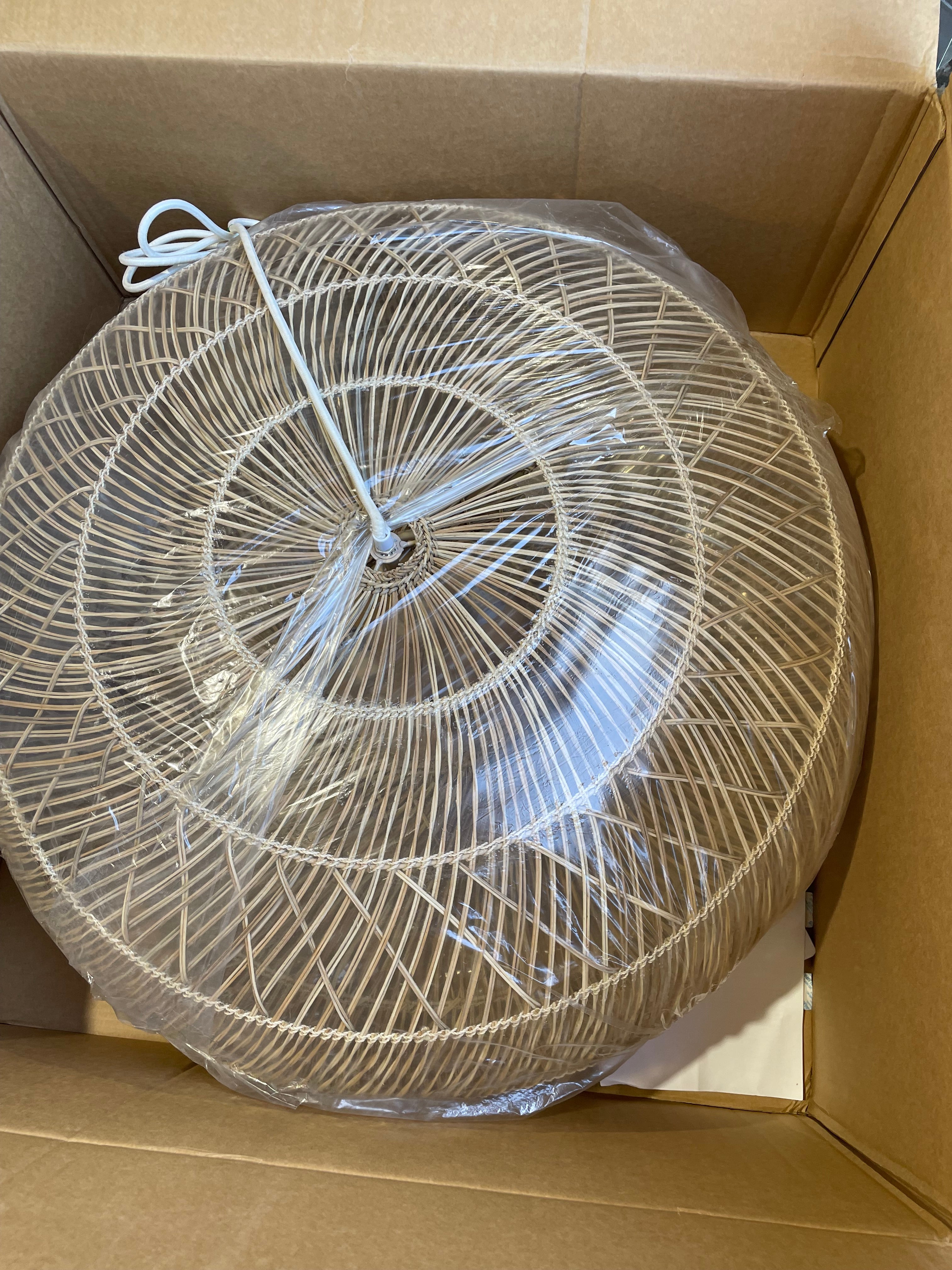 Headlands Rattan Ring Pendant-Natural Brown/White Canopy