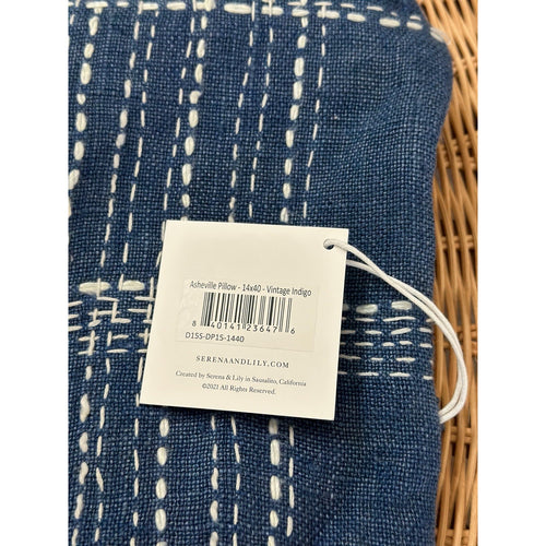 Asheville Pillow Cover  (14”x40”)-Vintage Indigo Blue