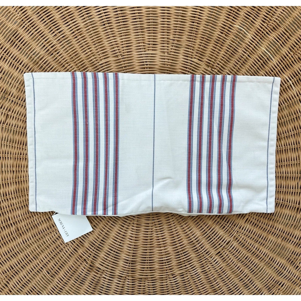 Perennials Lake Stripe Pillow Cover (12”x21”)-White/Red