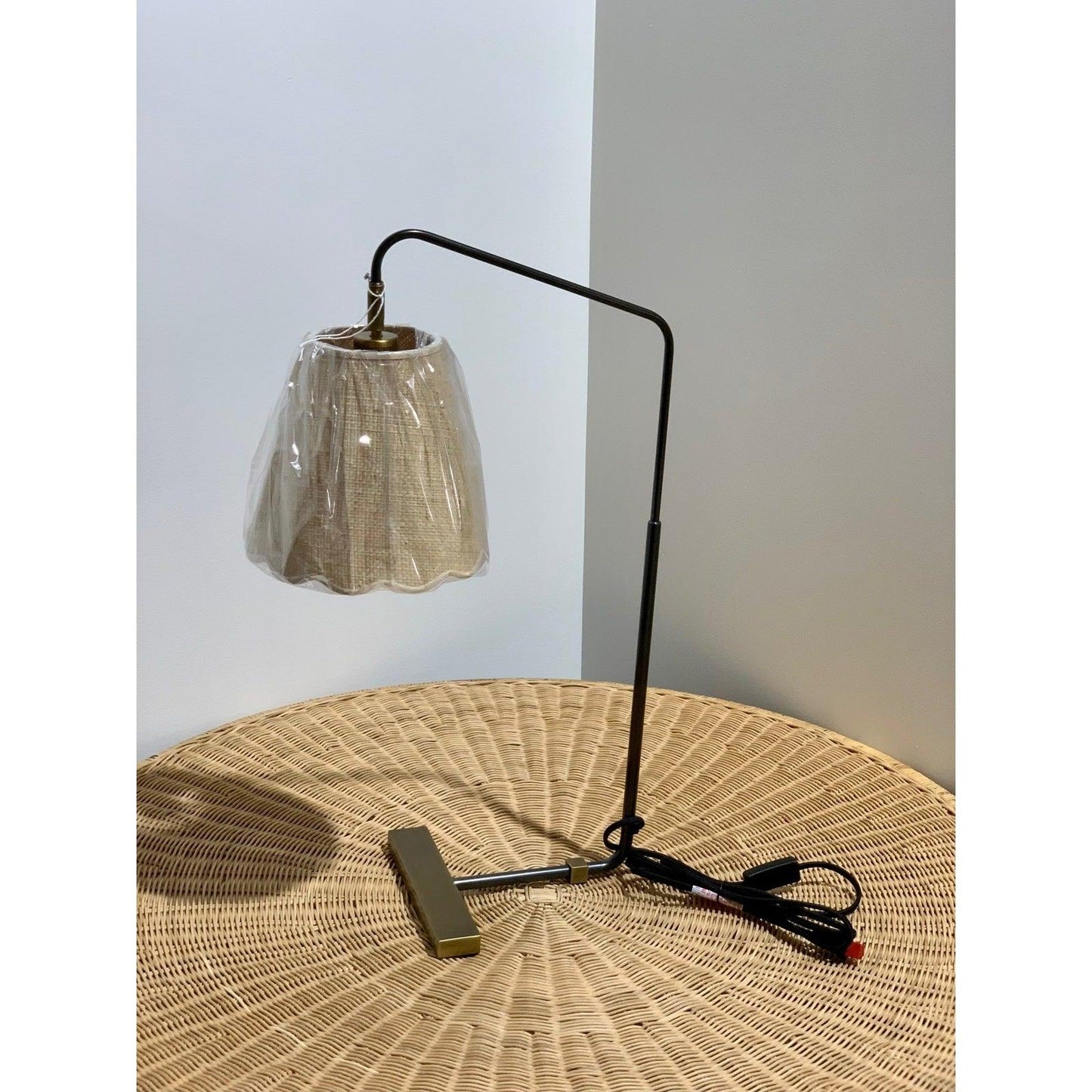 Serena & Lily Flynn Table Lamp-Brass/Raffia Wave Shade - The Home Decor Outlet