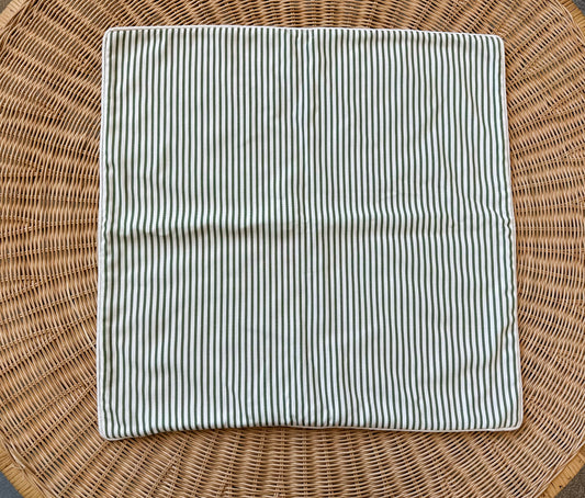 Perennials Pinstripe Pillow Cover (24” SQ)-Moss