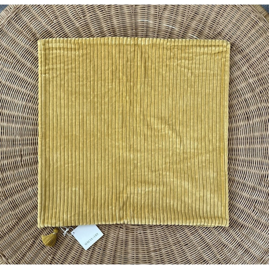 Corduroy Pillow Cover (22” SQ)-Ochre Yellow
