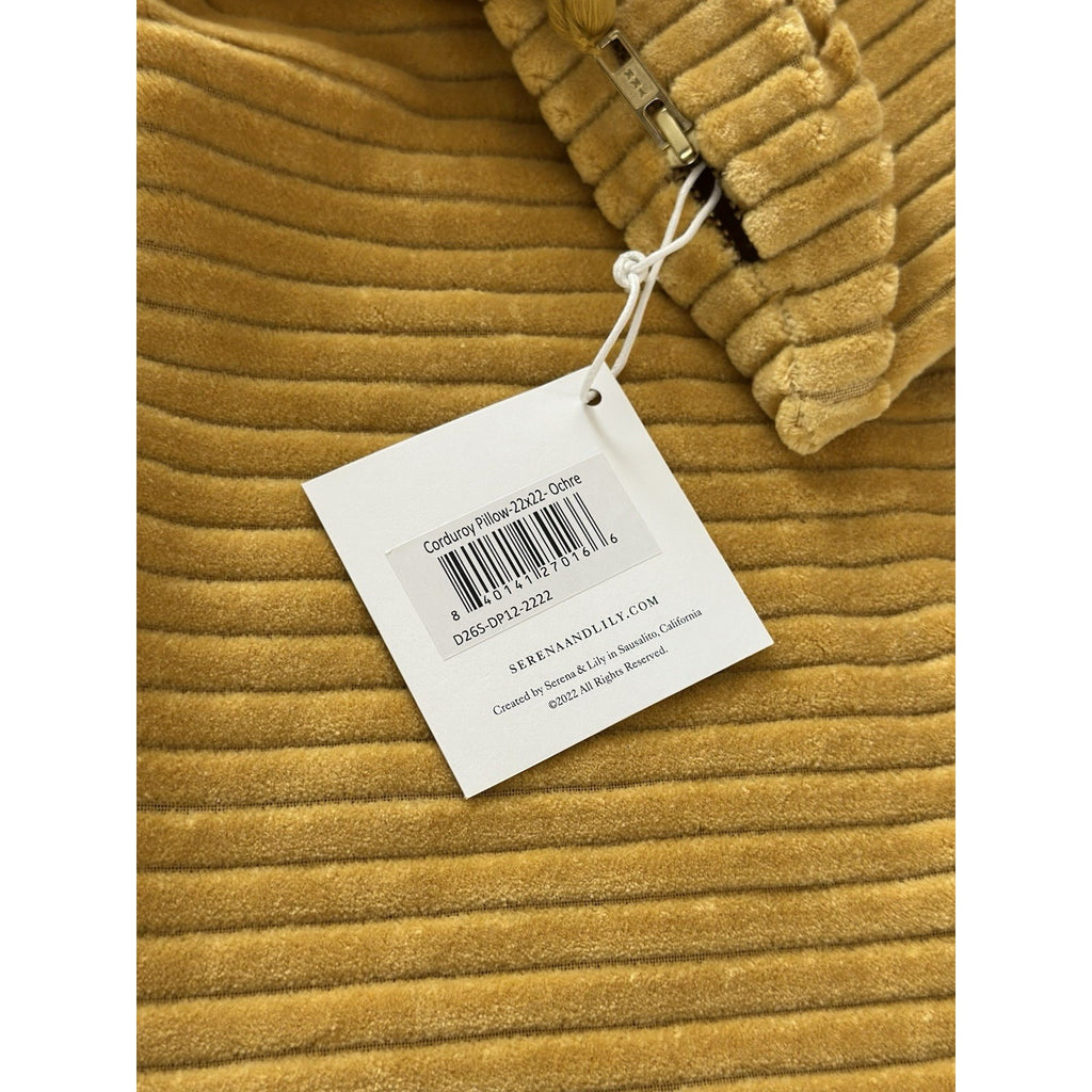 Corduroy Pillow Cover (22” SQ)-Ochre Yellow