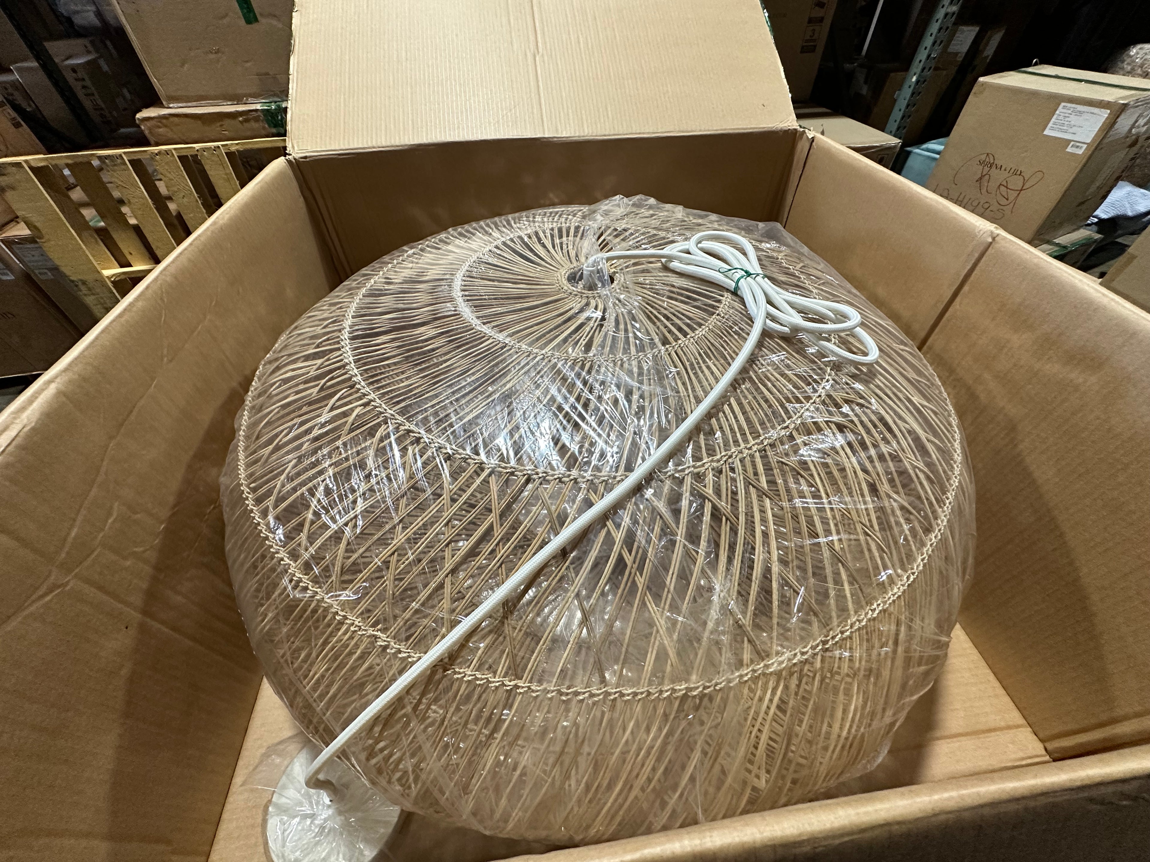 Headlands Rattan Ring Pendant-Natural Brown/White Canopy