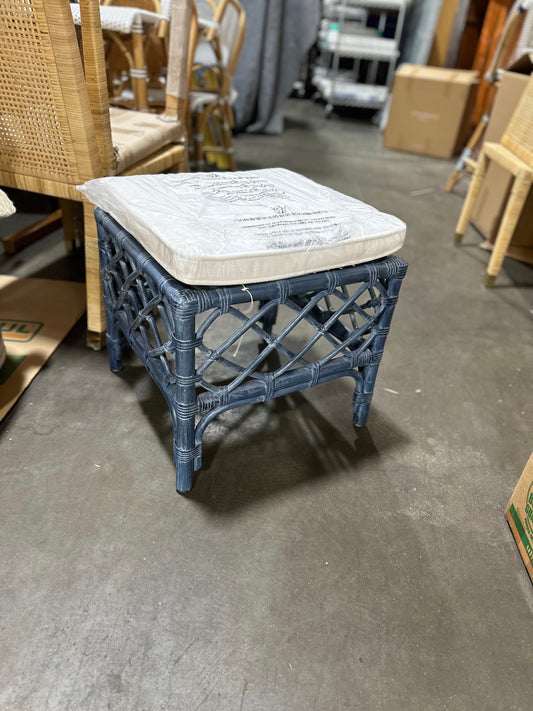 Avalon Rattan Stool-Vintage Indigo