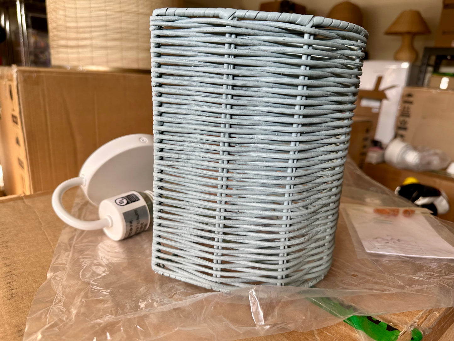 Santa Barbara Rattan Sconce-Blue