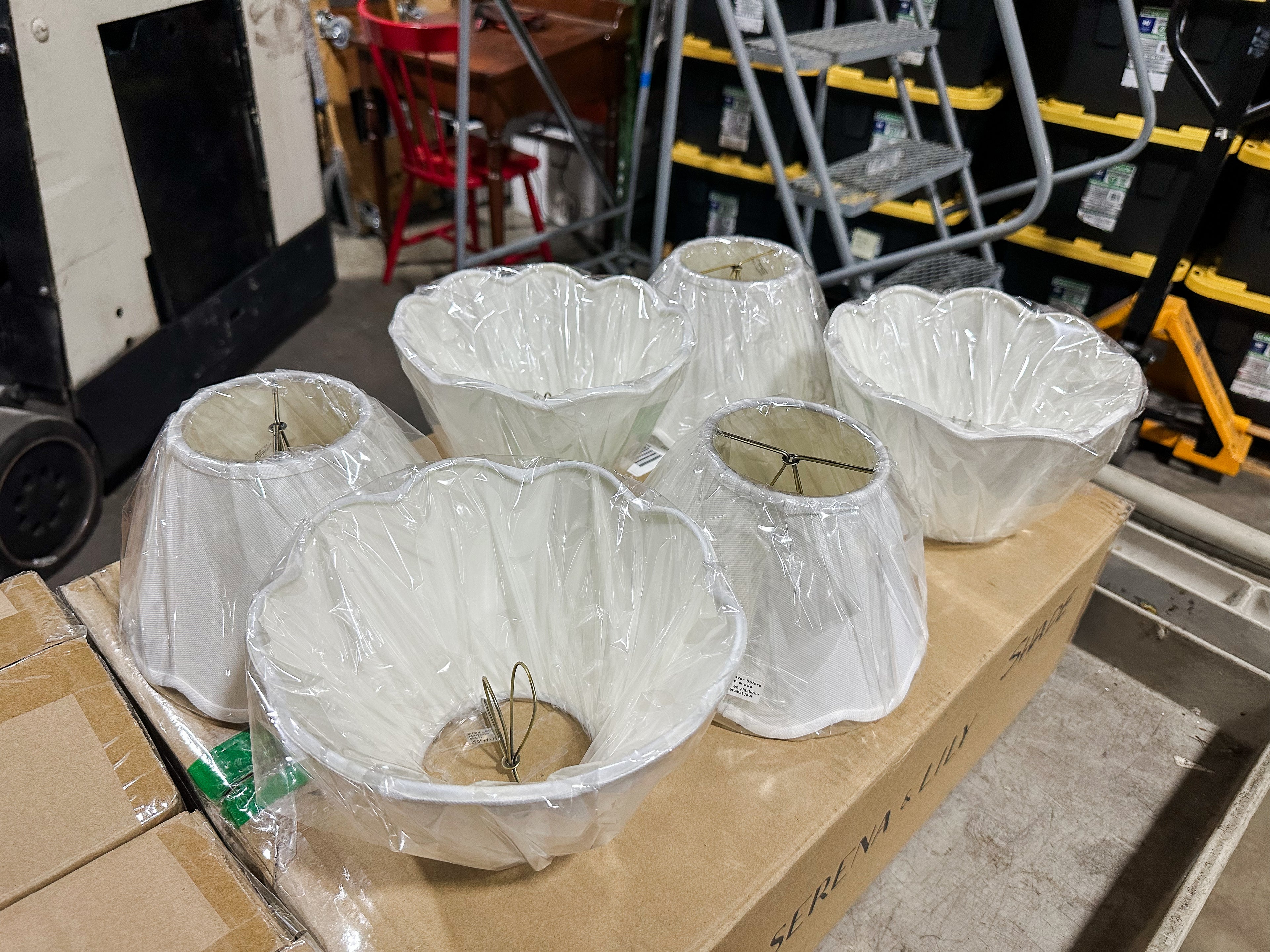 Shades for Larkspur Chandelier (Set of 6)-White Wave Linen Shades
