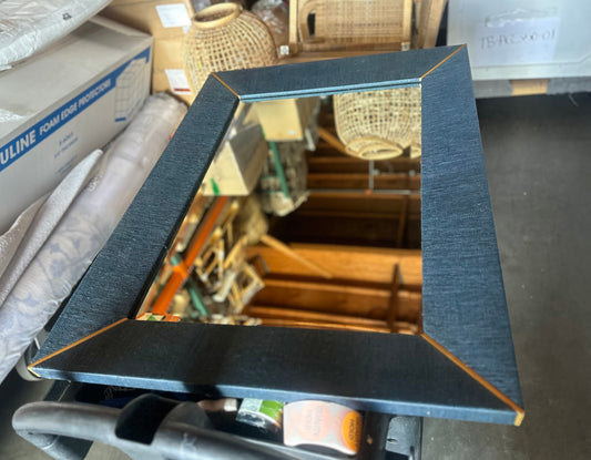 Blake Raffia Mirror-Indigo Blue