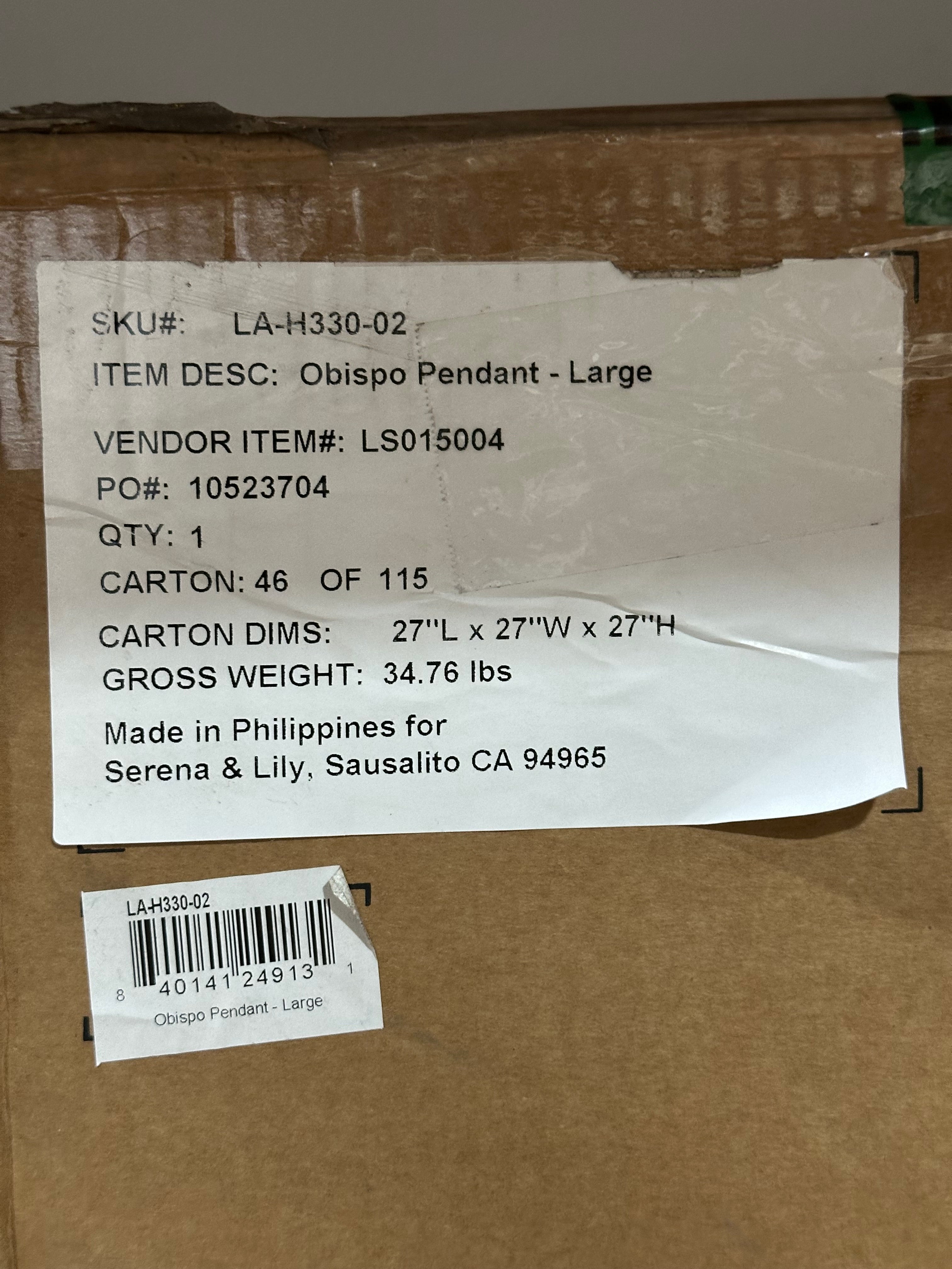 Obispo Large Pendant (25” DIAM) - The Home Decor Outlet