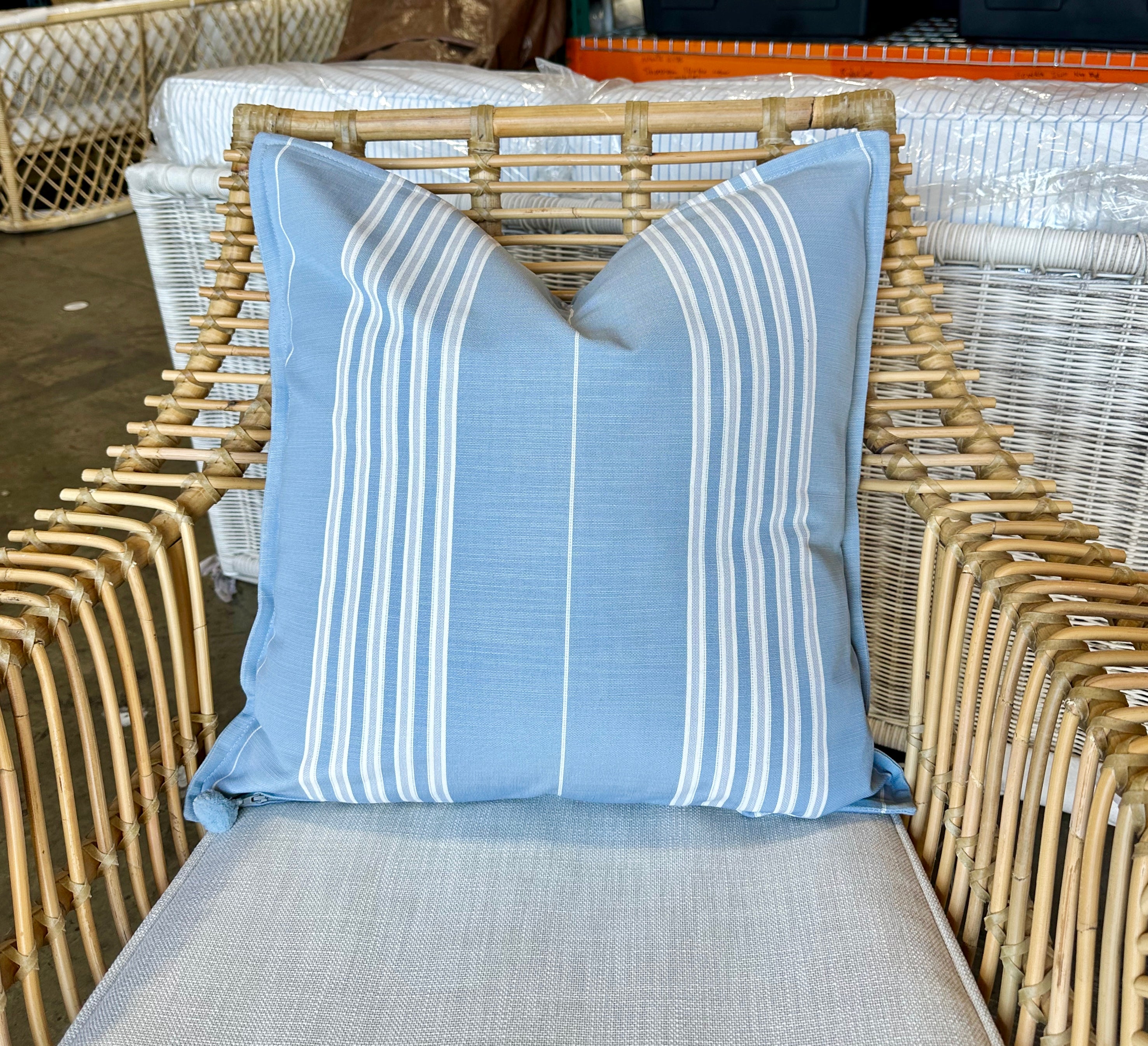 Perennials® Lake Stripe Pillow Cover (22” SQ)-Coastal/Sky