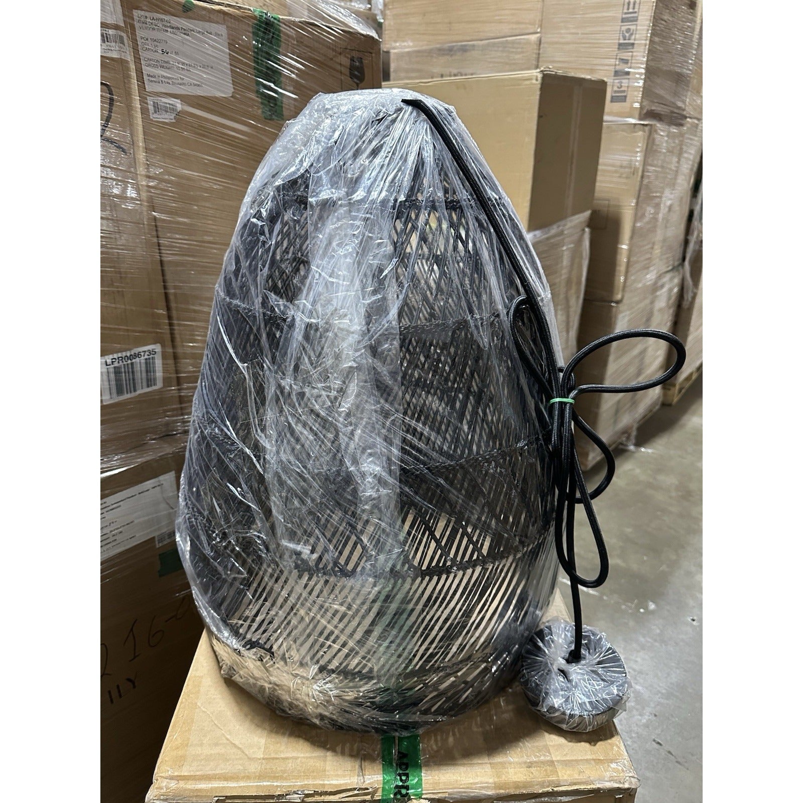 Headlands Large Rattan Bell Pendant-Black