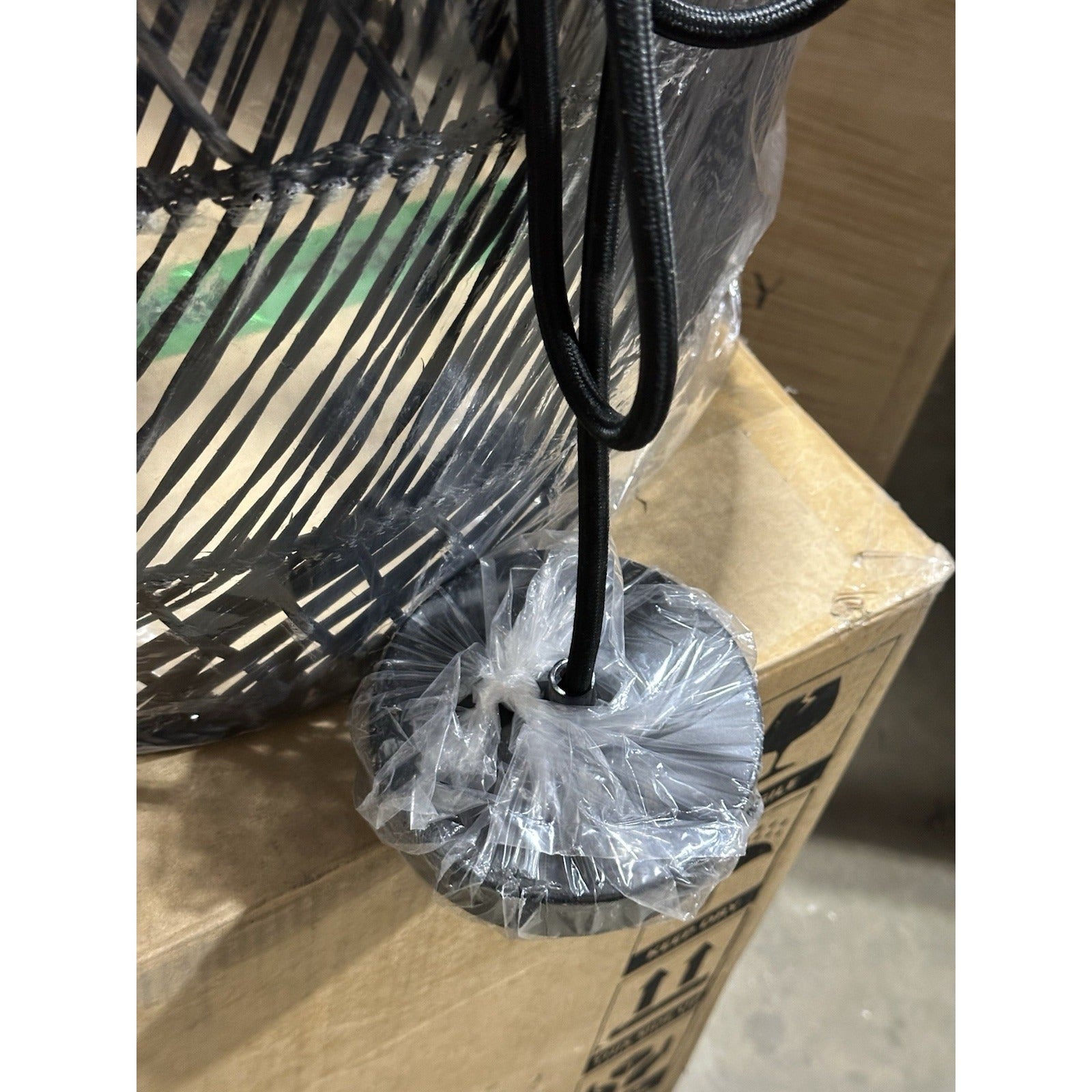 Headlands Large Rattan Bell Pendant-Black