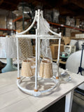 Montagu Small Lantern (19.5" DIAM)-White/Raffia Taper Shades