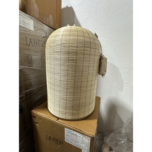 Baccara Rattan Bell Pendant-Natural/Brass Accents