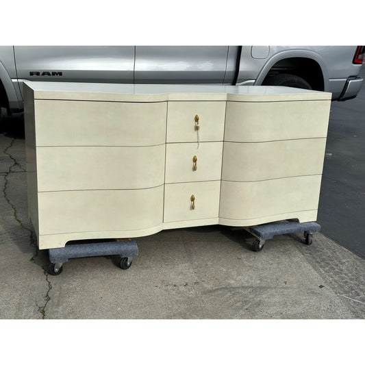 Monroe 9-Drawer Dresser-Beige/Brass Pulls