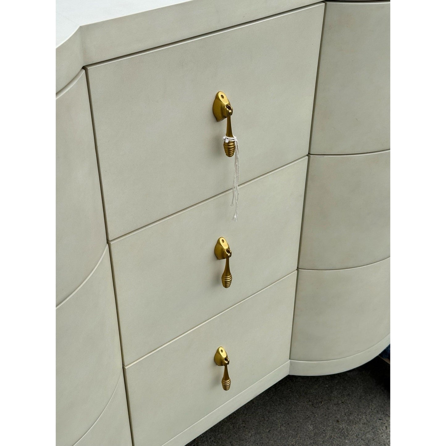 Monroe 9-Drawer Dresser-Beige/Brass Pulls