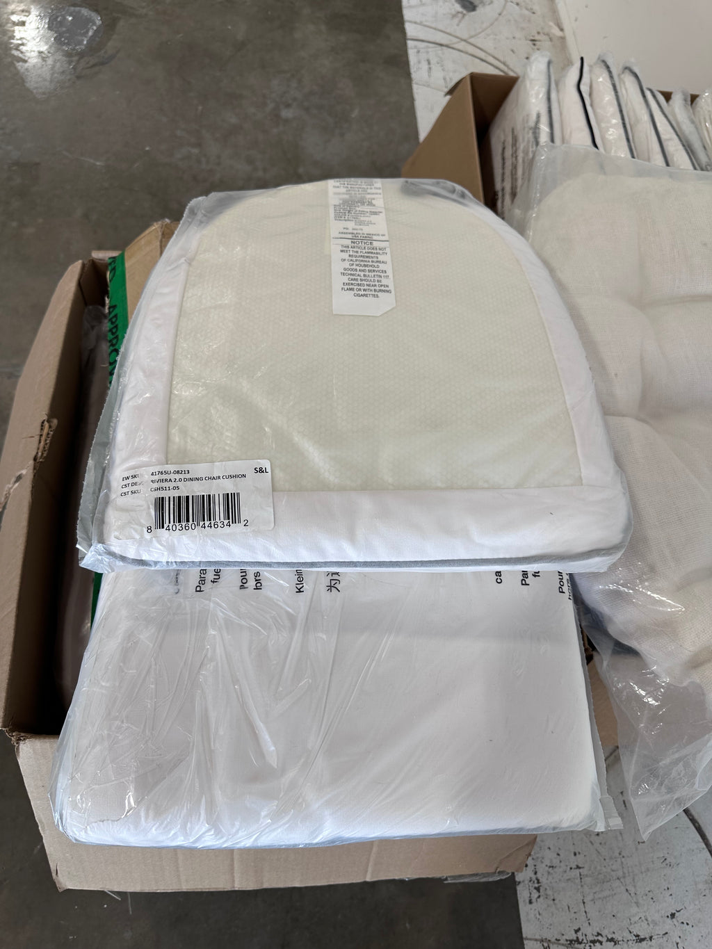 Riviera Side Chair CUSHIONS (Set of 2)-Sunbrella White/Fog Grey Piping