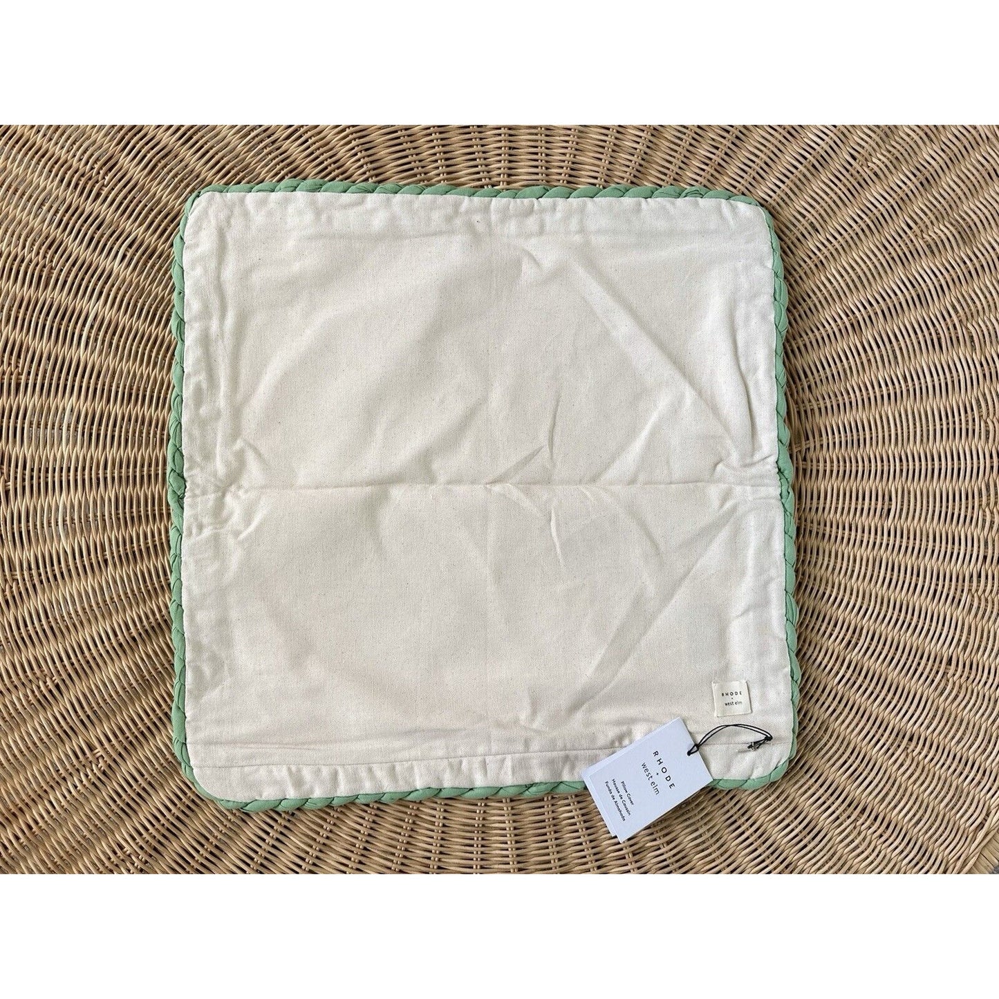 West Elm x RHODE Lotus Pillow Cover (20” SQ)-Brandied Apricot/Fair Green