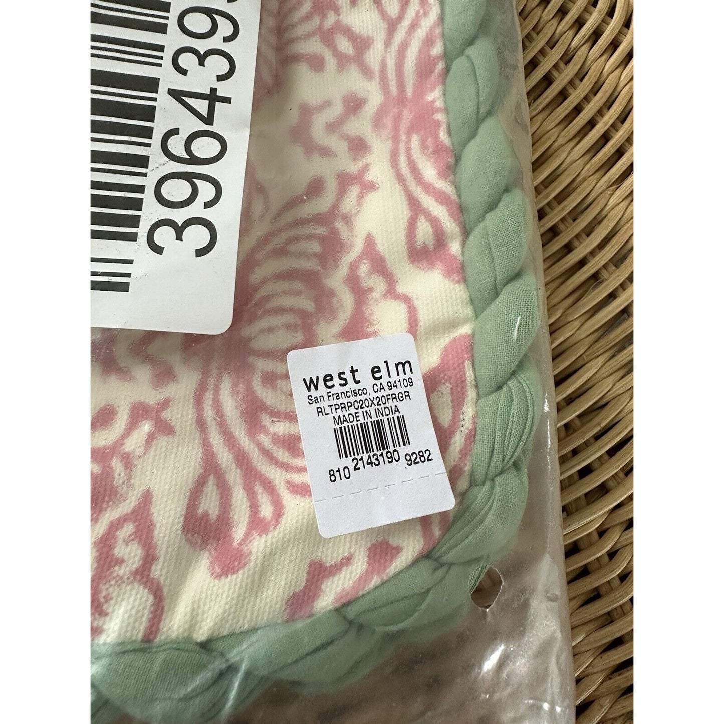 West Elm x RHODE Lotus Pillow Cover (20” SQ)-Brandied Apricot/Fair Green