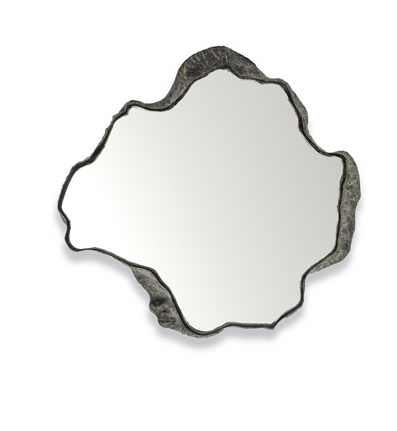 PALECEK Caldera Coastal Designer Stonecast Small Wall Mirror-Brown
