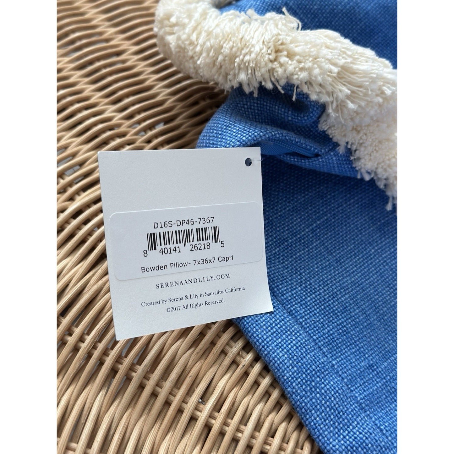 Bowden Pillow Cover (7”x36”x7”)-Capri Blue