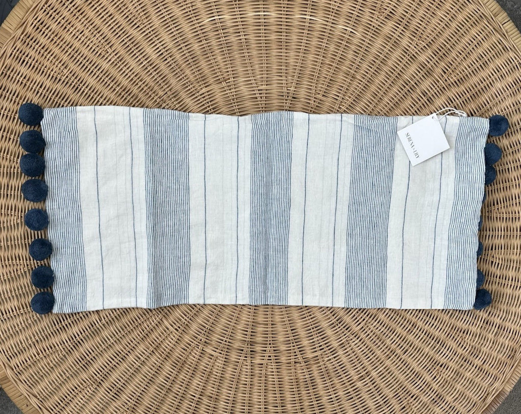 Luca Pillow Cover (14”x30”)-Washed Indigo Blue