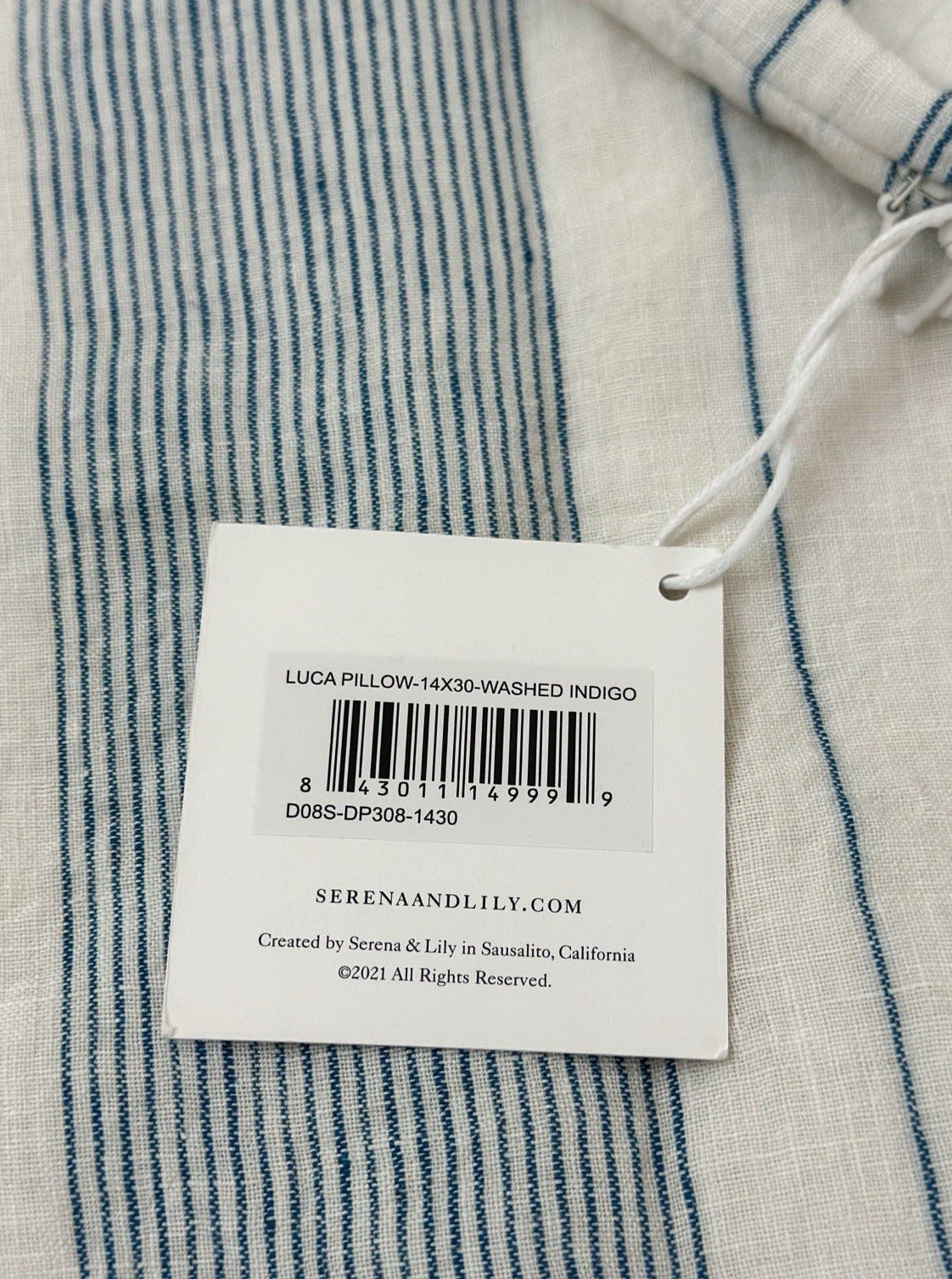 Luca Pillow Cover (14”x30”)-Washed Indigo Blue