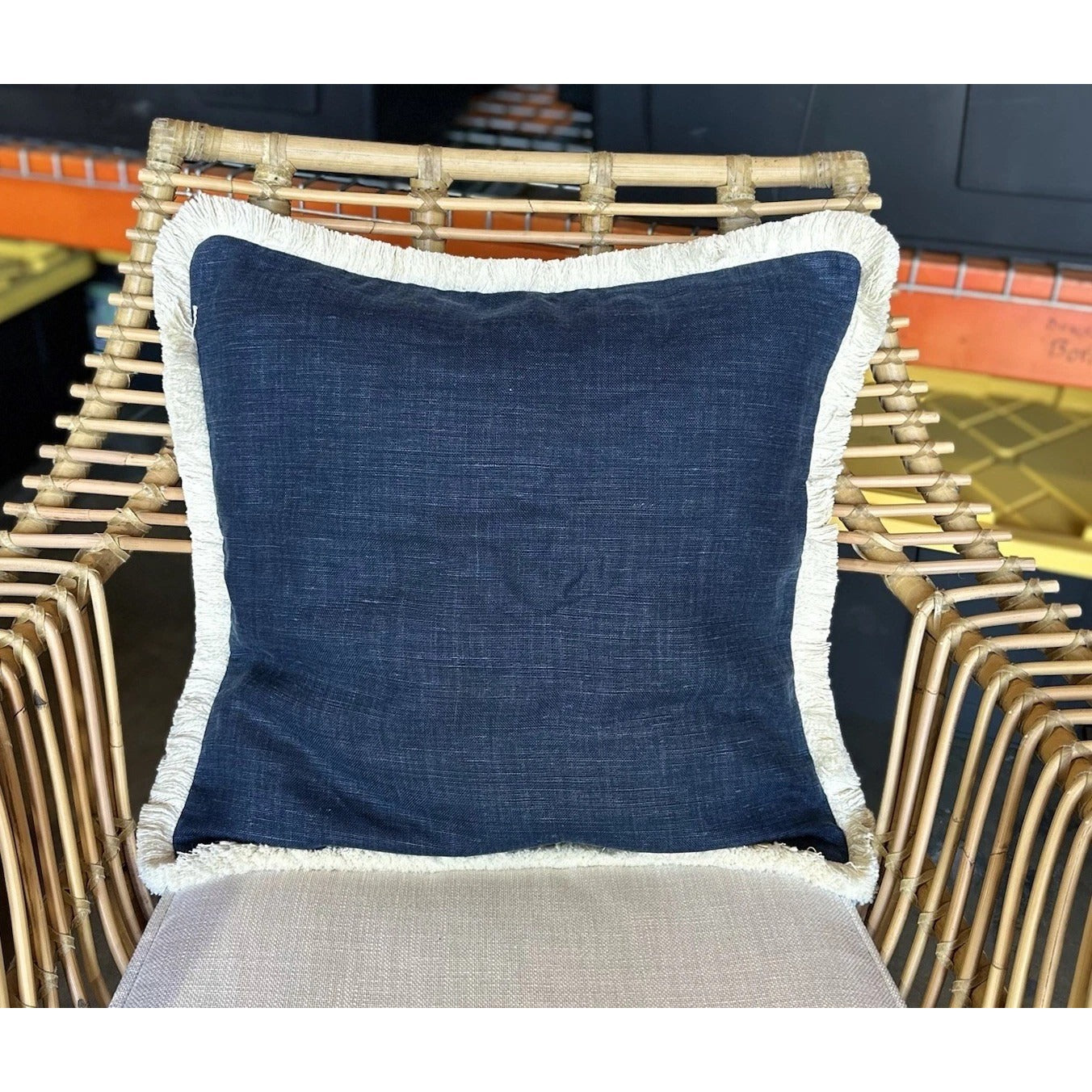 Bowden Linen Pillow Cover (20” SQ)-Navy Blue