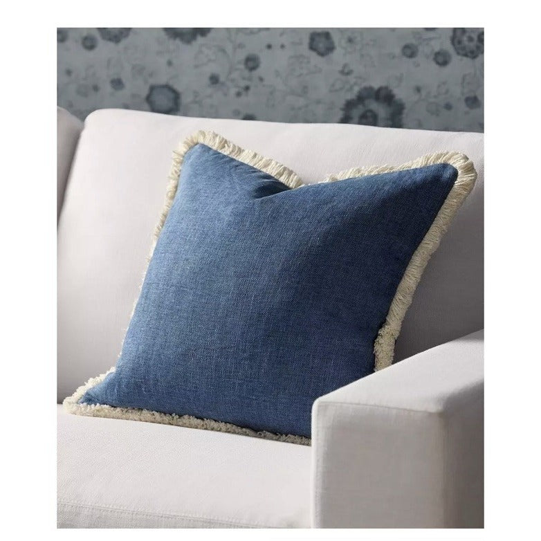 Bowden Linen Pillow Cover (20” SQ)-Navy Blue