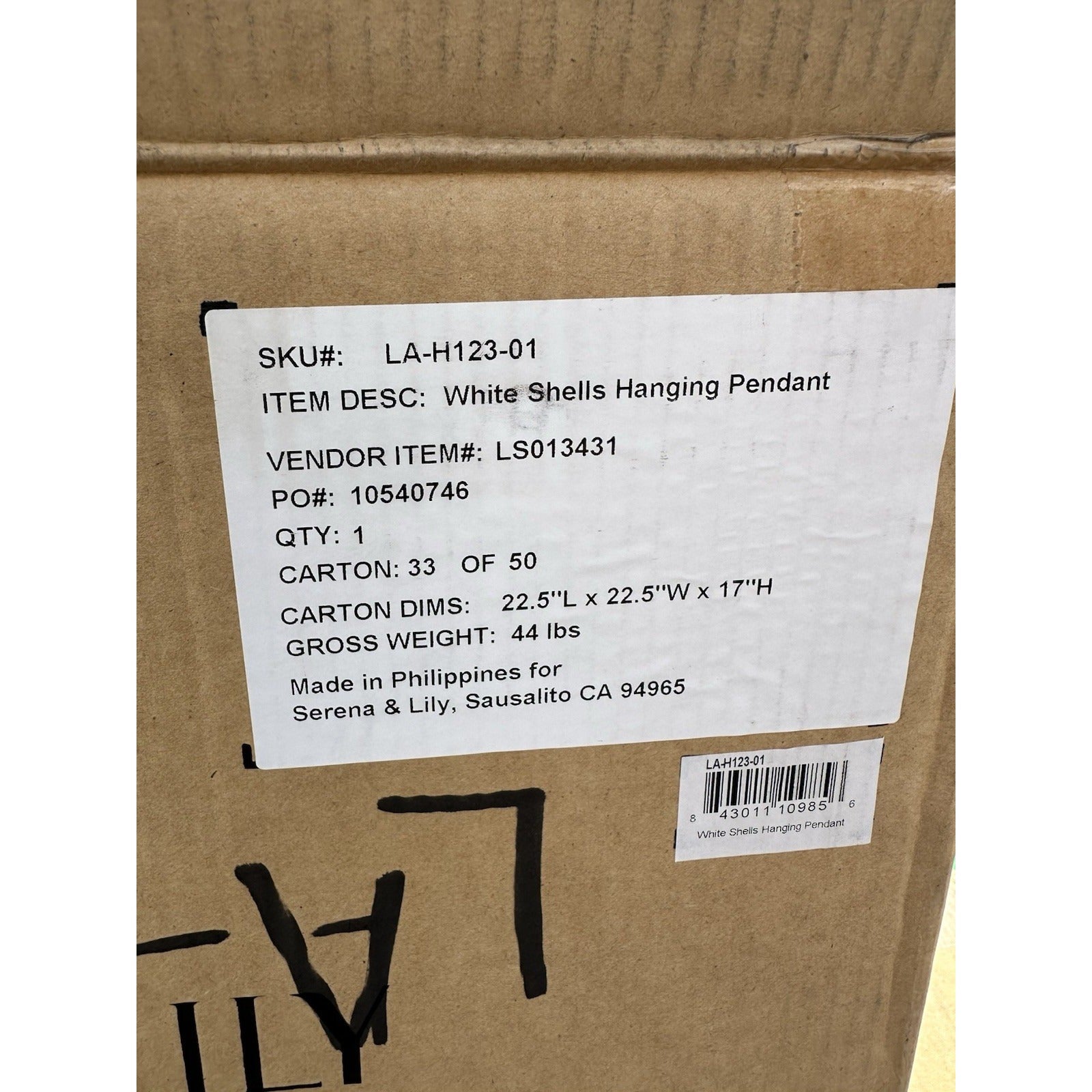 Serena & Lily Aptos Shell Chandelier (Large)-Beige/White - The Home Decor Outlet