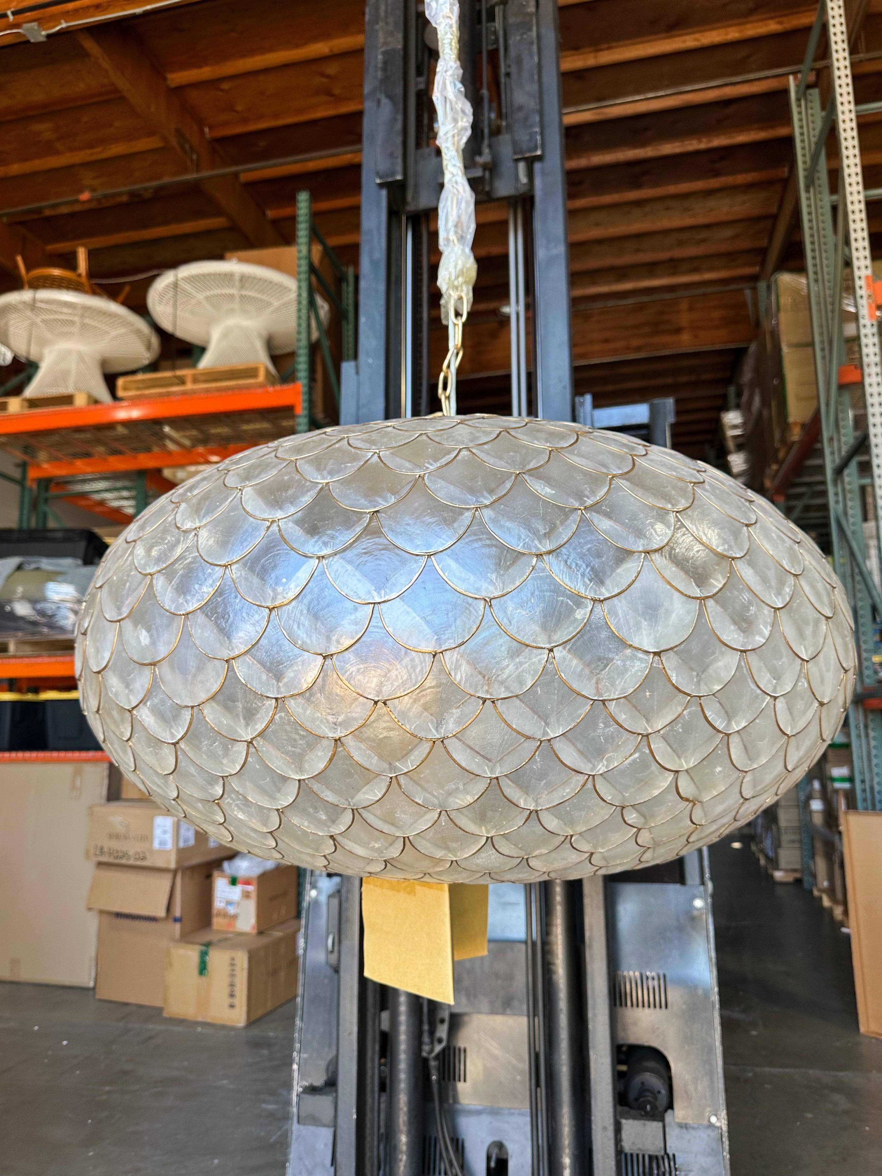 Capiz Scalloped Coastal Chandelier (32” DIAM)