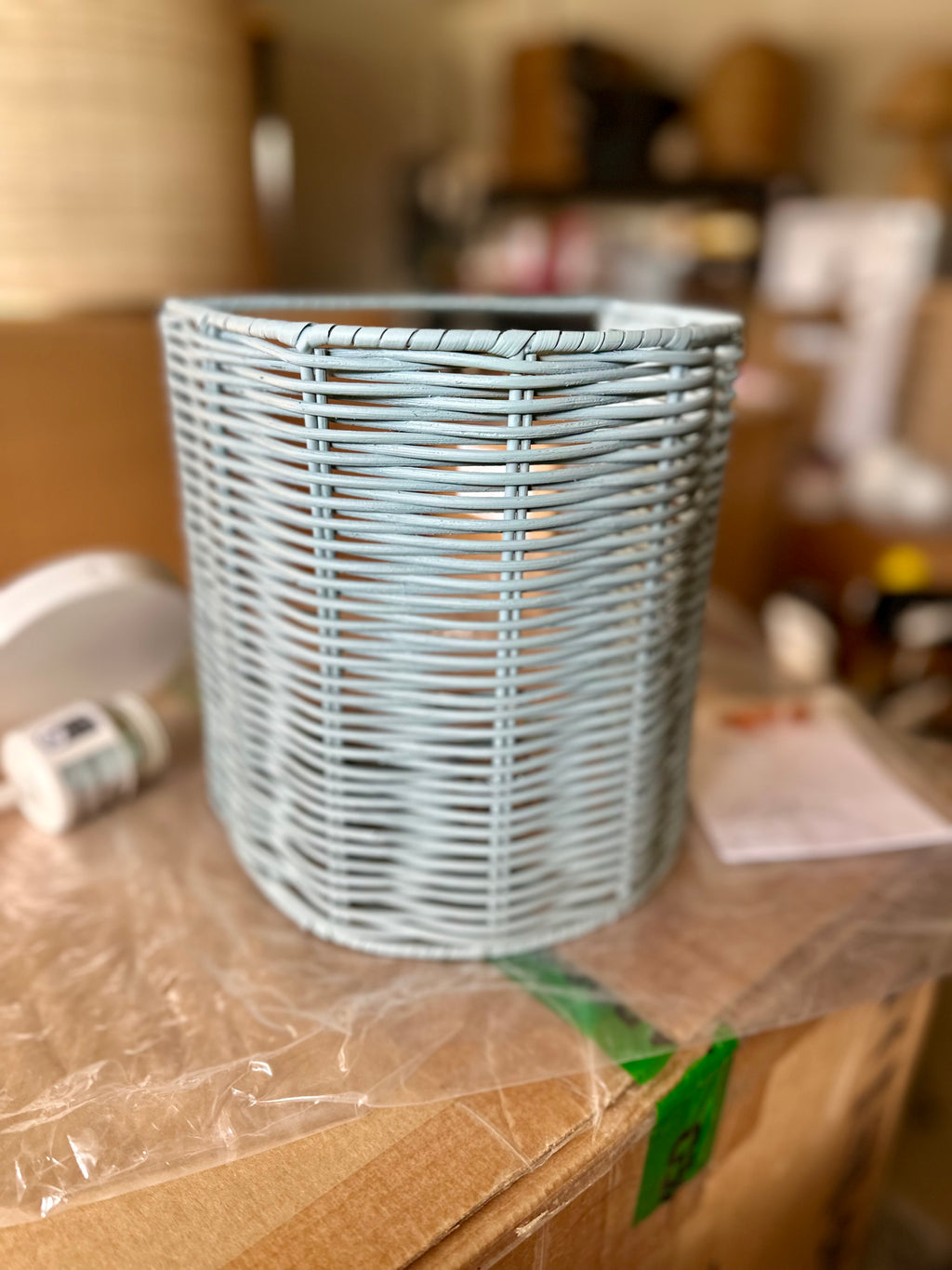 Santa Barbara Rattan Drum Sconce-Blue - The Home Decor Outlet
